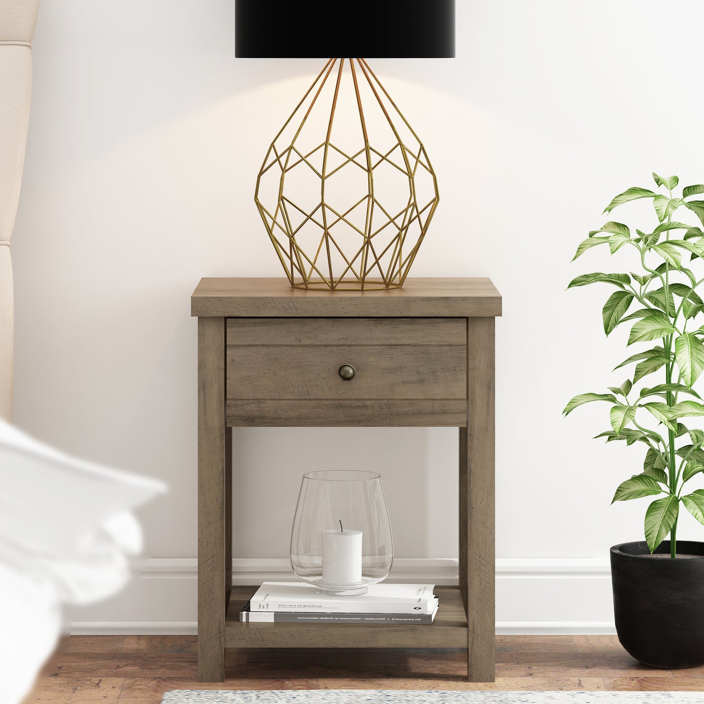 Living Essentials by Hillsdale Harmony Wood Accent Table, Knotty Gray Oak