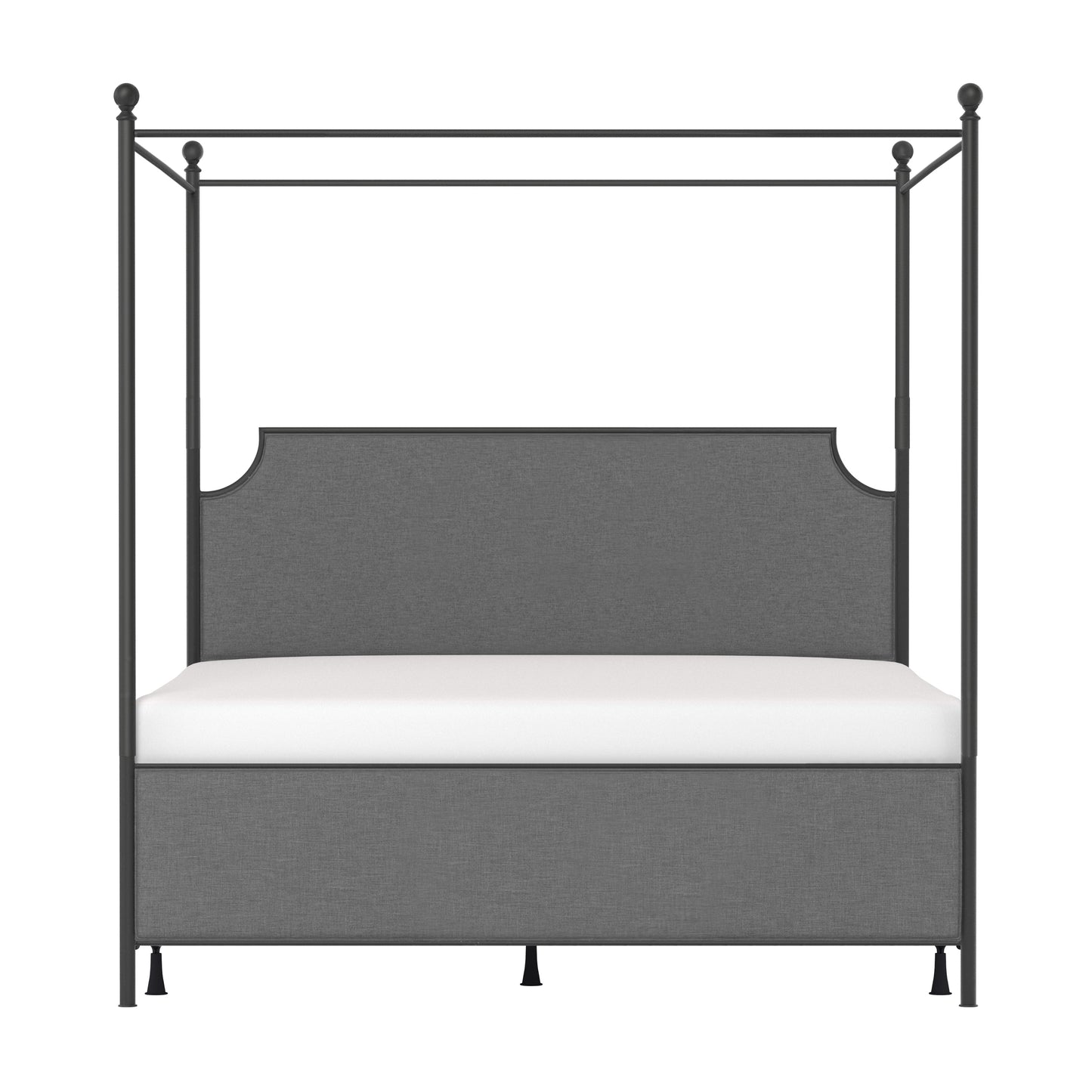 Hillsdale Furniture McArthur King Metal and Upholstered Canopy Bed, Matte Black with Gray Fabric