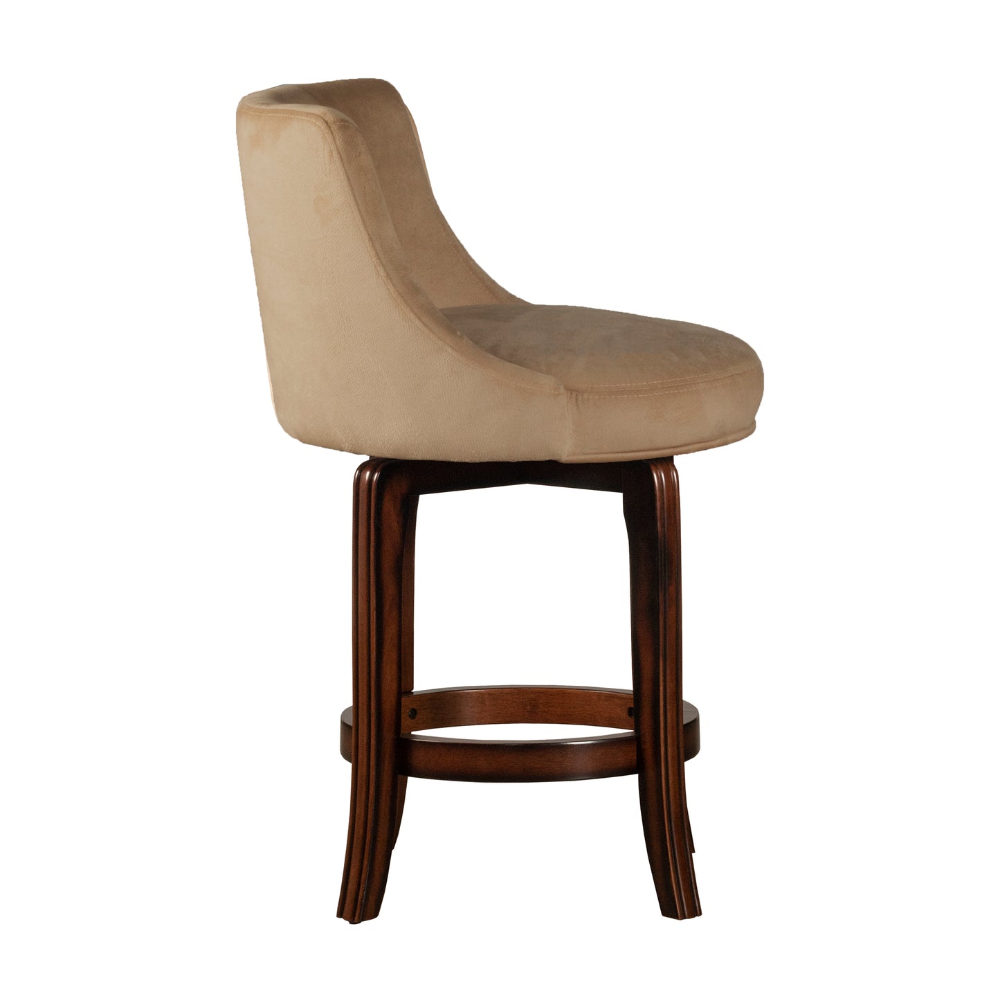 Hillsdale Furniture Napa Valley Wood Counter Height Swivel Stool, Dark Brown Cherry with Textured Khaki Fabric
