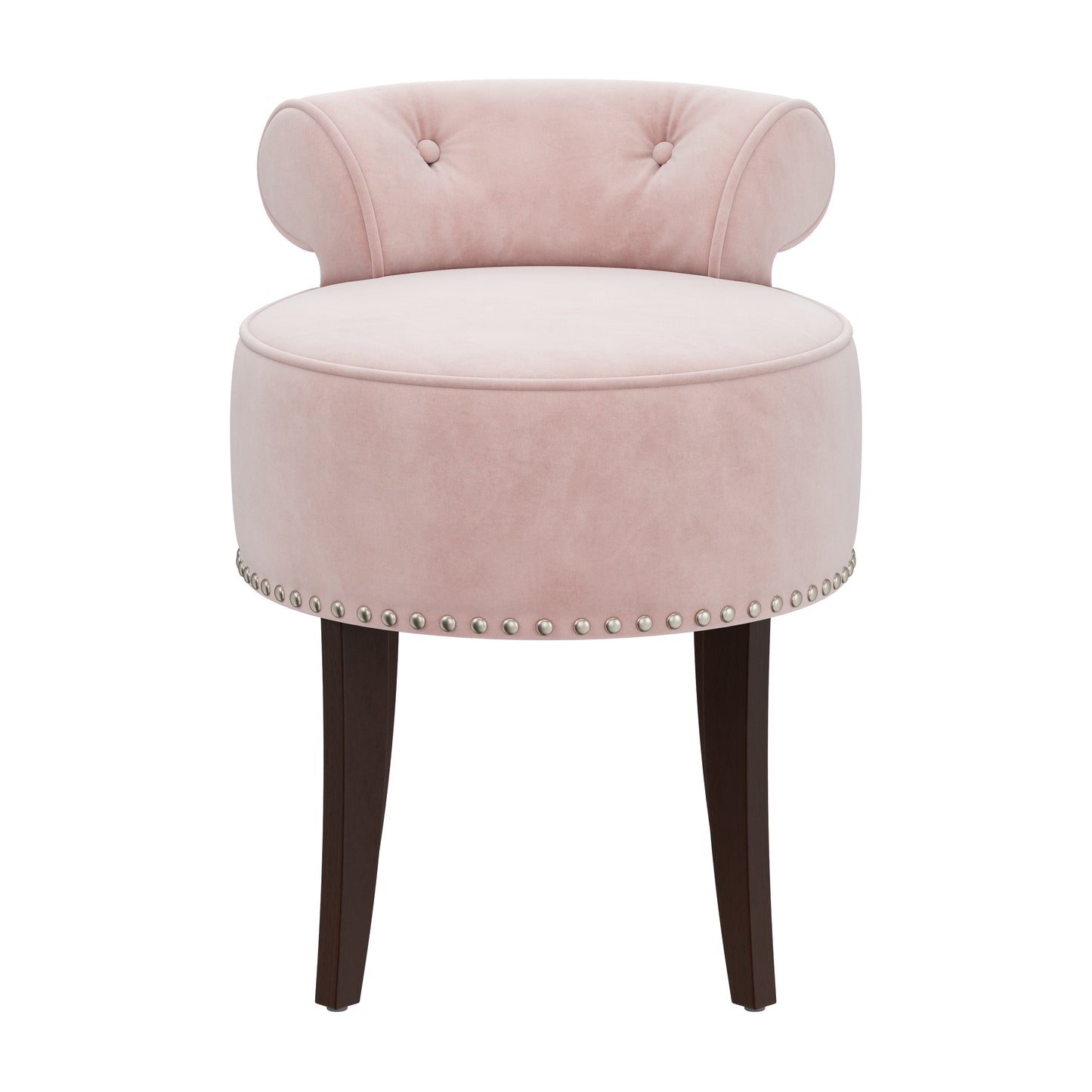 Hillsdale Furniture Lena Wood and Upholstered Vanity Stool, Espresso with Pink Fabric