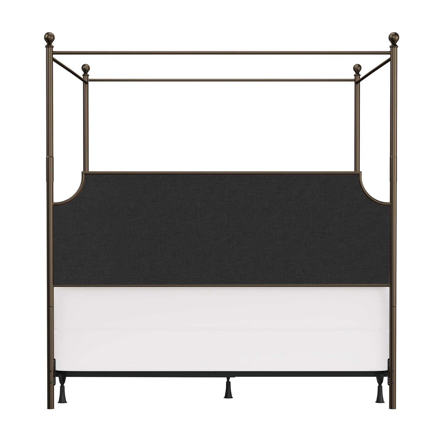 Hillsdale Furniture McArthur King Metal and Upholstered Canopy Bed, Bronze with Linen Stone Fabric