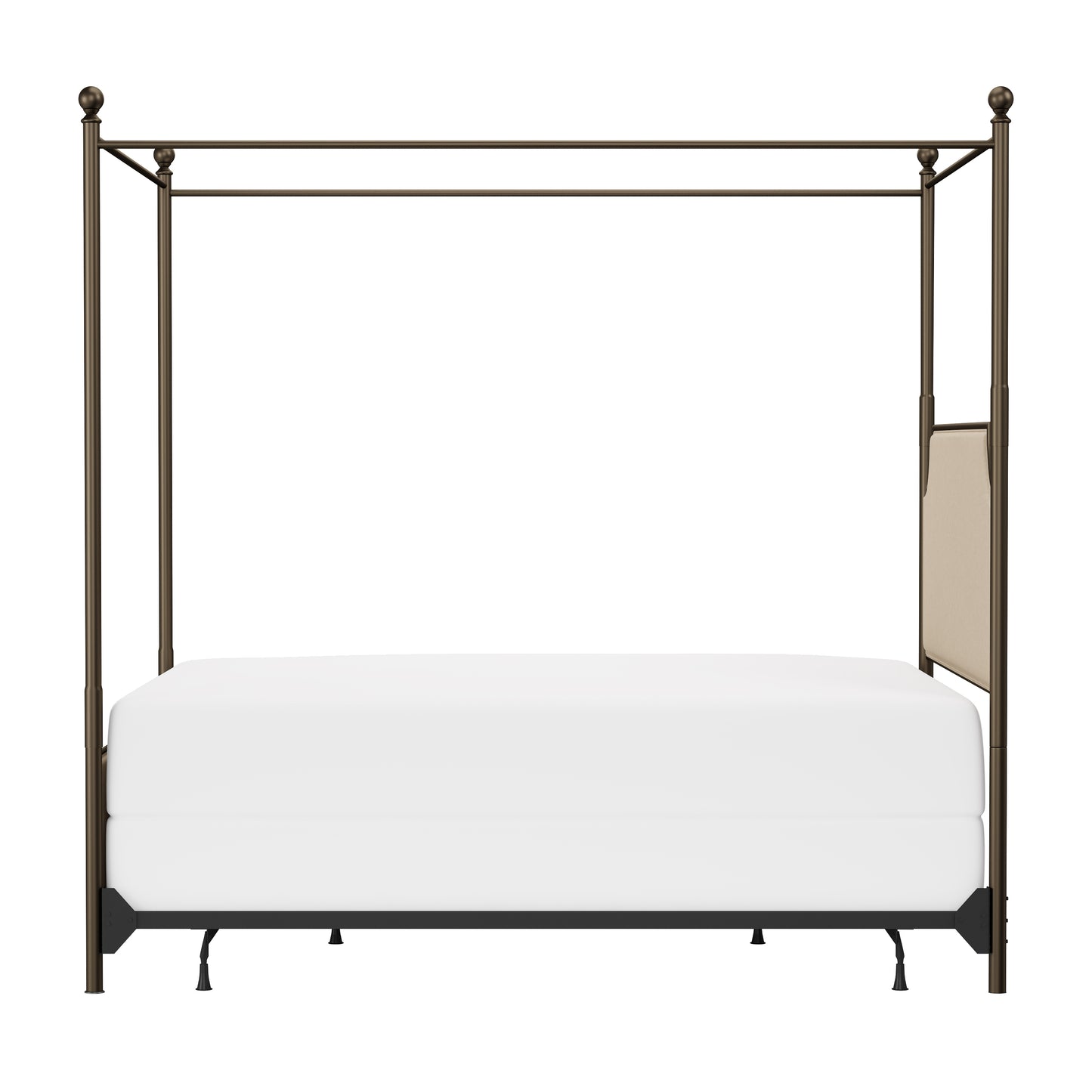 Hillsdale Furniture McArthur Queen Metal and Upholstered Canopy Bed, Bronze with Linen Stone Fabric
