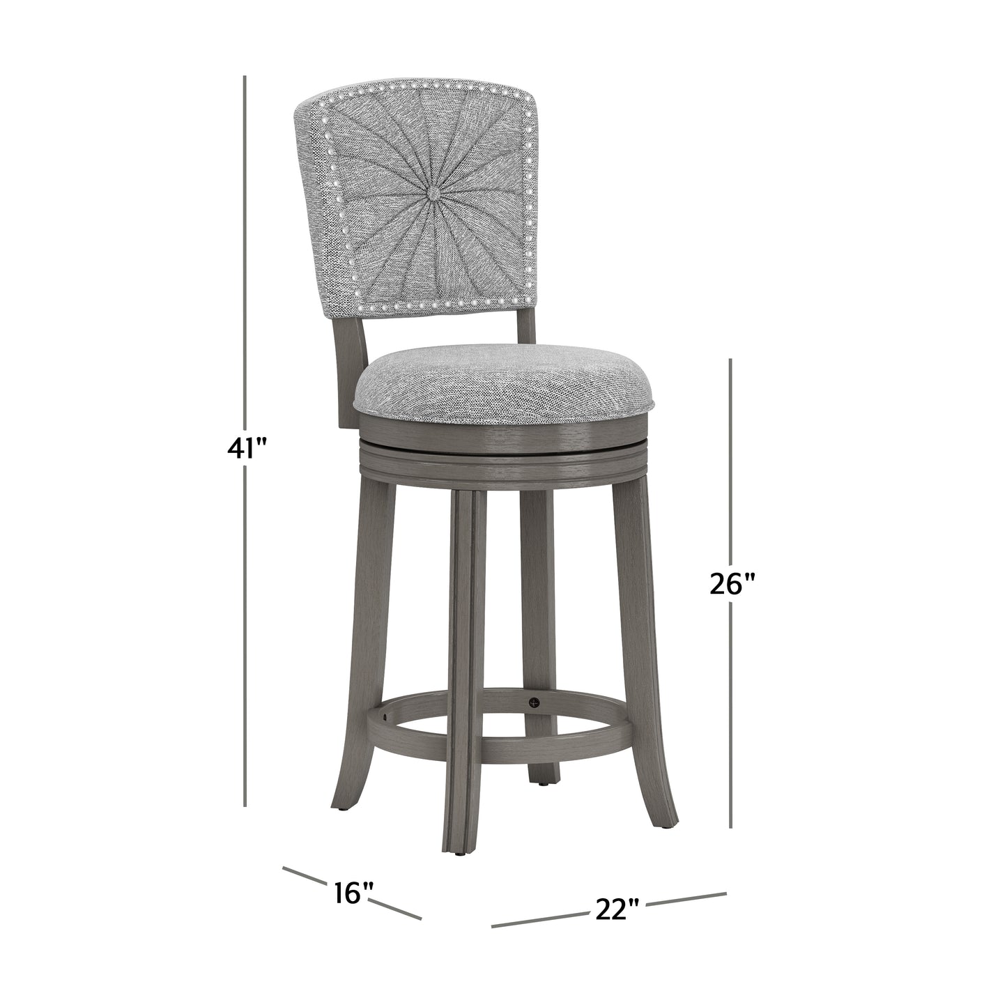 Hillsdale Furniture Santa Clara II Swivel Counter Height Stool, Antique Gray