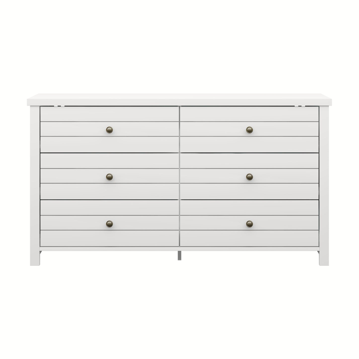 Living Essentials by Hillsdale Harmony Wood 6 Drawer Dresser, Matte White
