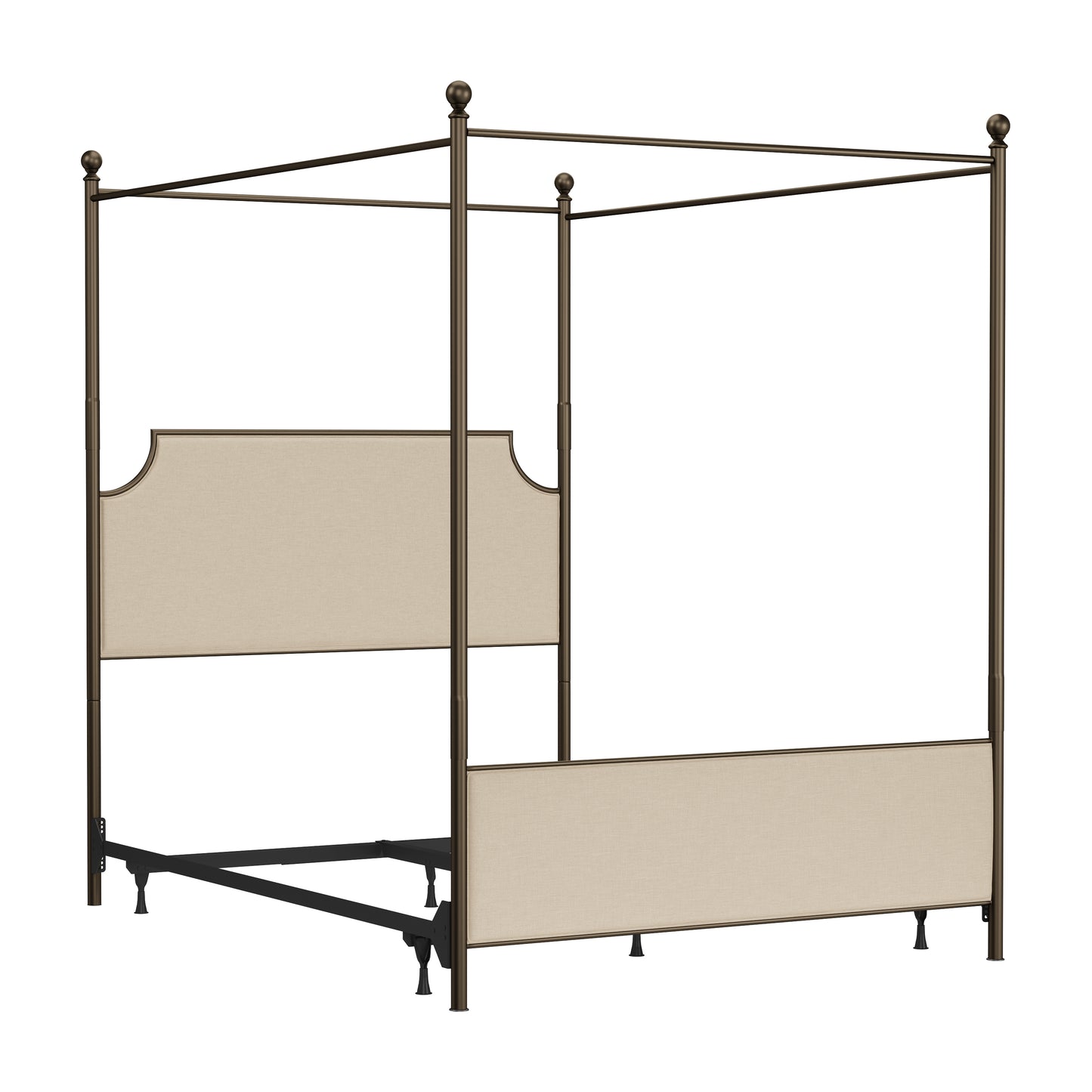 Hillsdale Furniture McArthur Queen Metal and Upholstered Canopy Bed, Bronze with Linen Stone Fabric