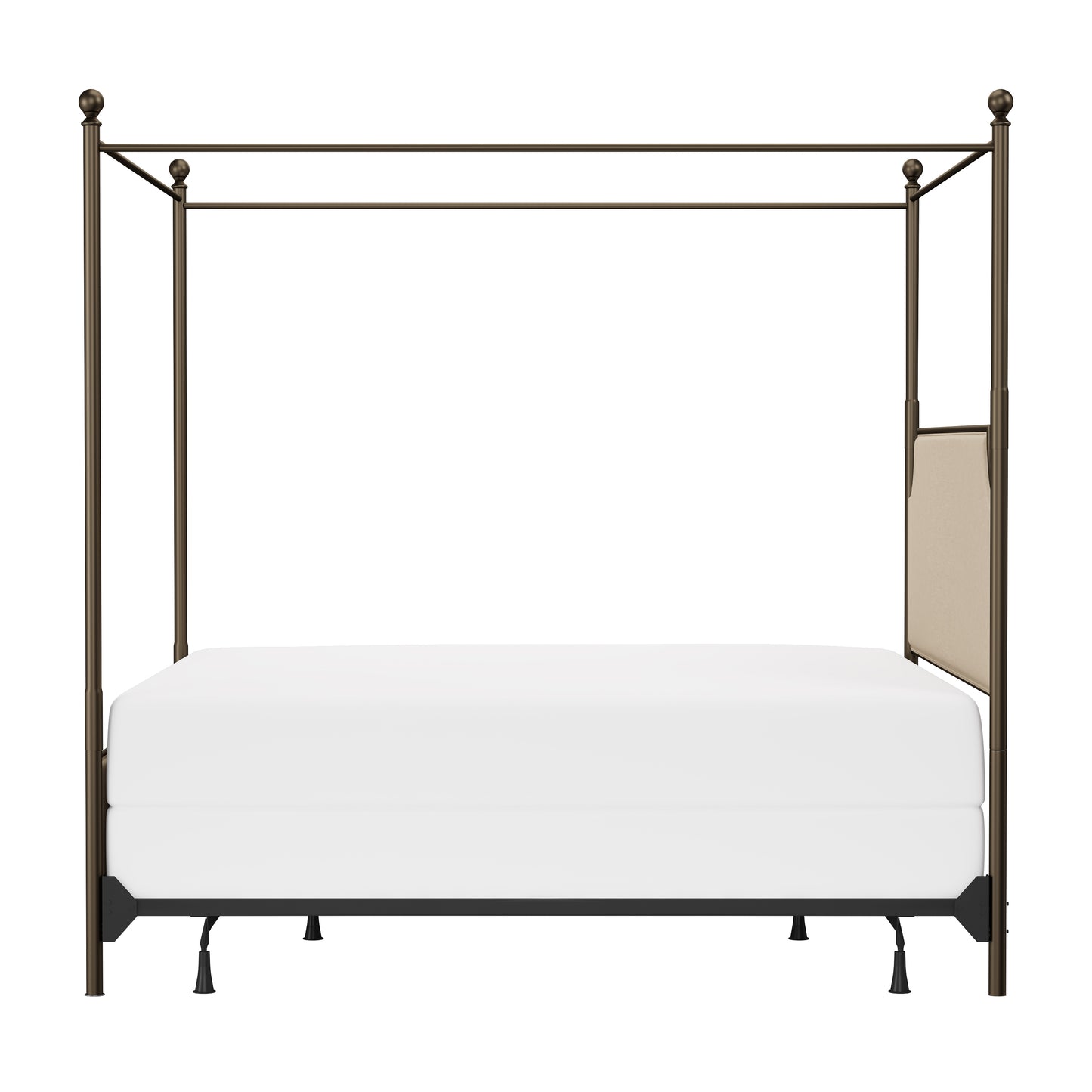 Hillsdale Furniture McArthur King Metal and Upholstered Canopy Bed, Bronze with Linen Stone Fabric