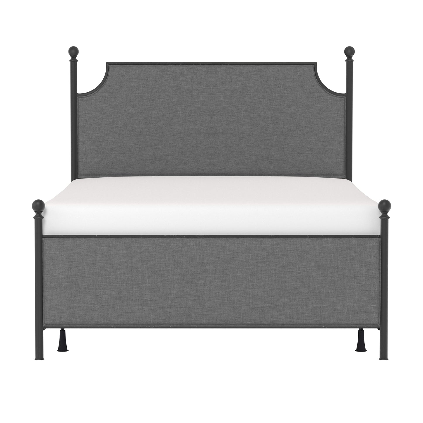 Hillsdale Furniture McArthur Queen Metal and Upholstered Bed, Matte Black with Gray Fabric