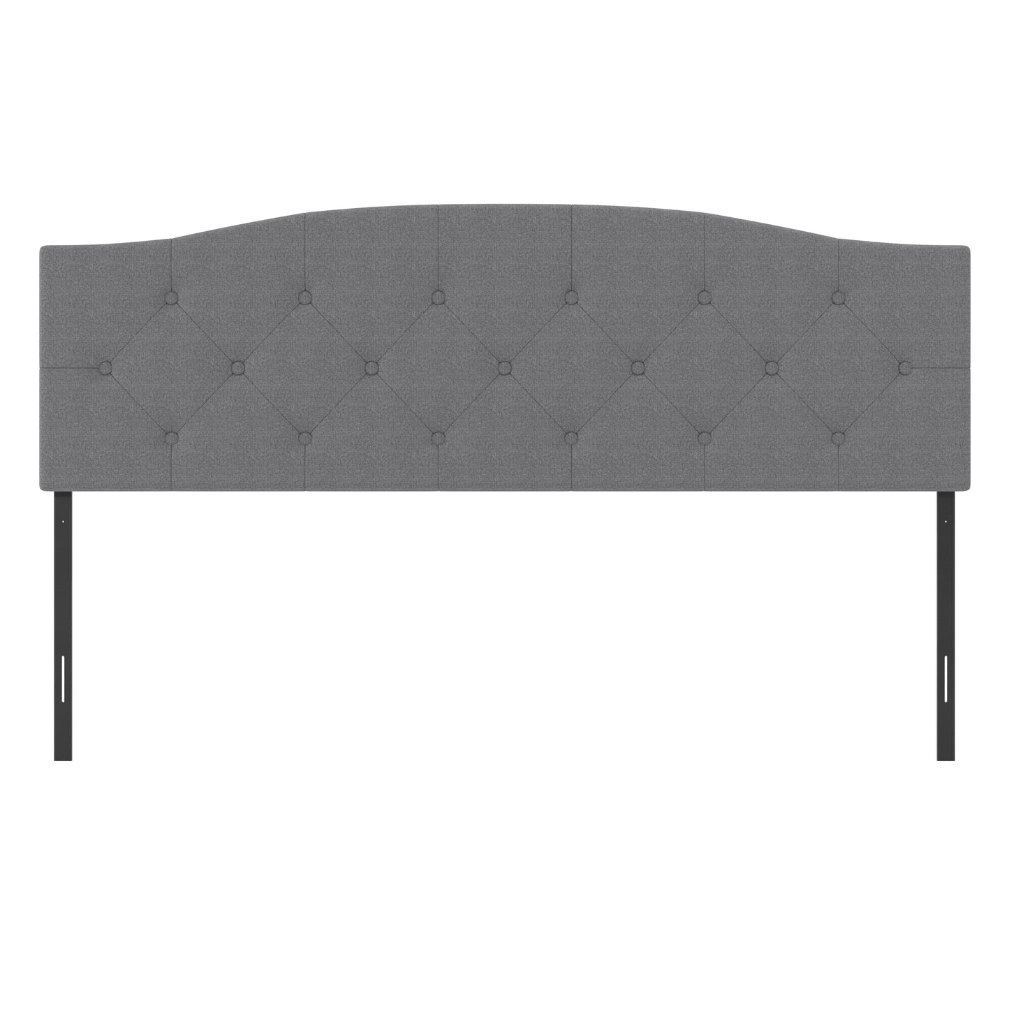 Living Essentials by Hillsdale Provence Upholstered Arch Adjustable Tufted King/Cal King Headboard with Frame, Glacier Gray Fabric