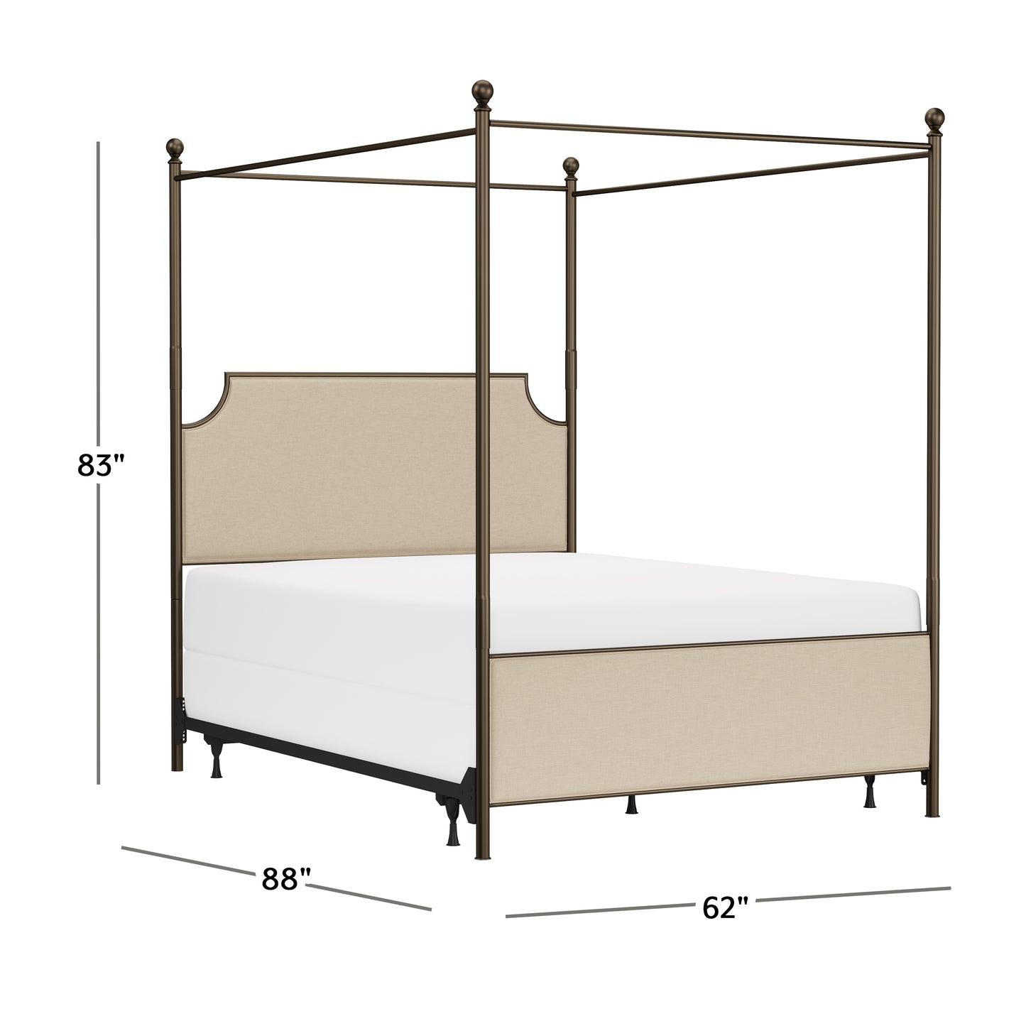 Hillsdale Furniture McArthur Queen Metal and Upholstered Canopy Bed, Bronze with Linen Stone Fabric