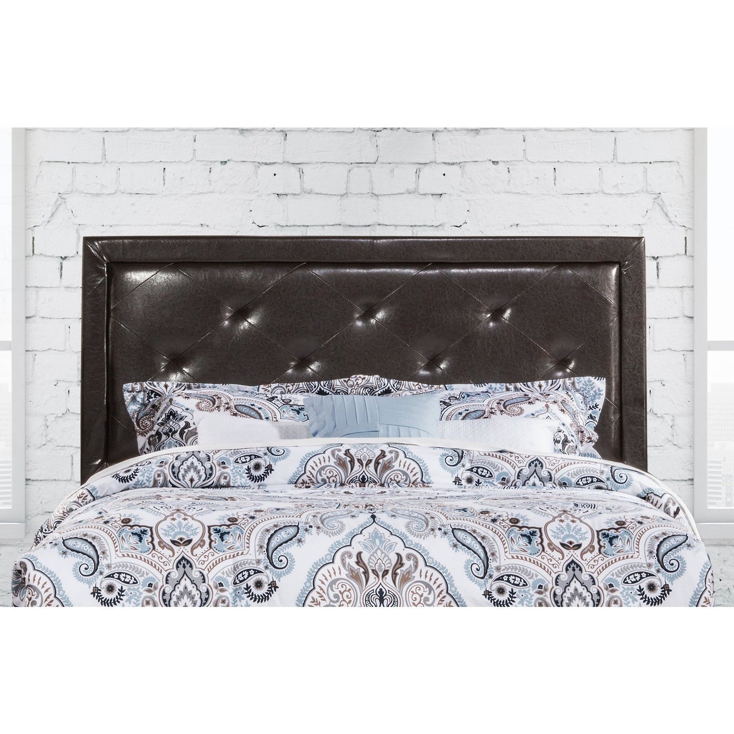 Hillsdale Furniture Becker King Upholstered Headboard with Frame, Brown Faux Leather