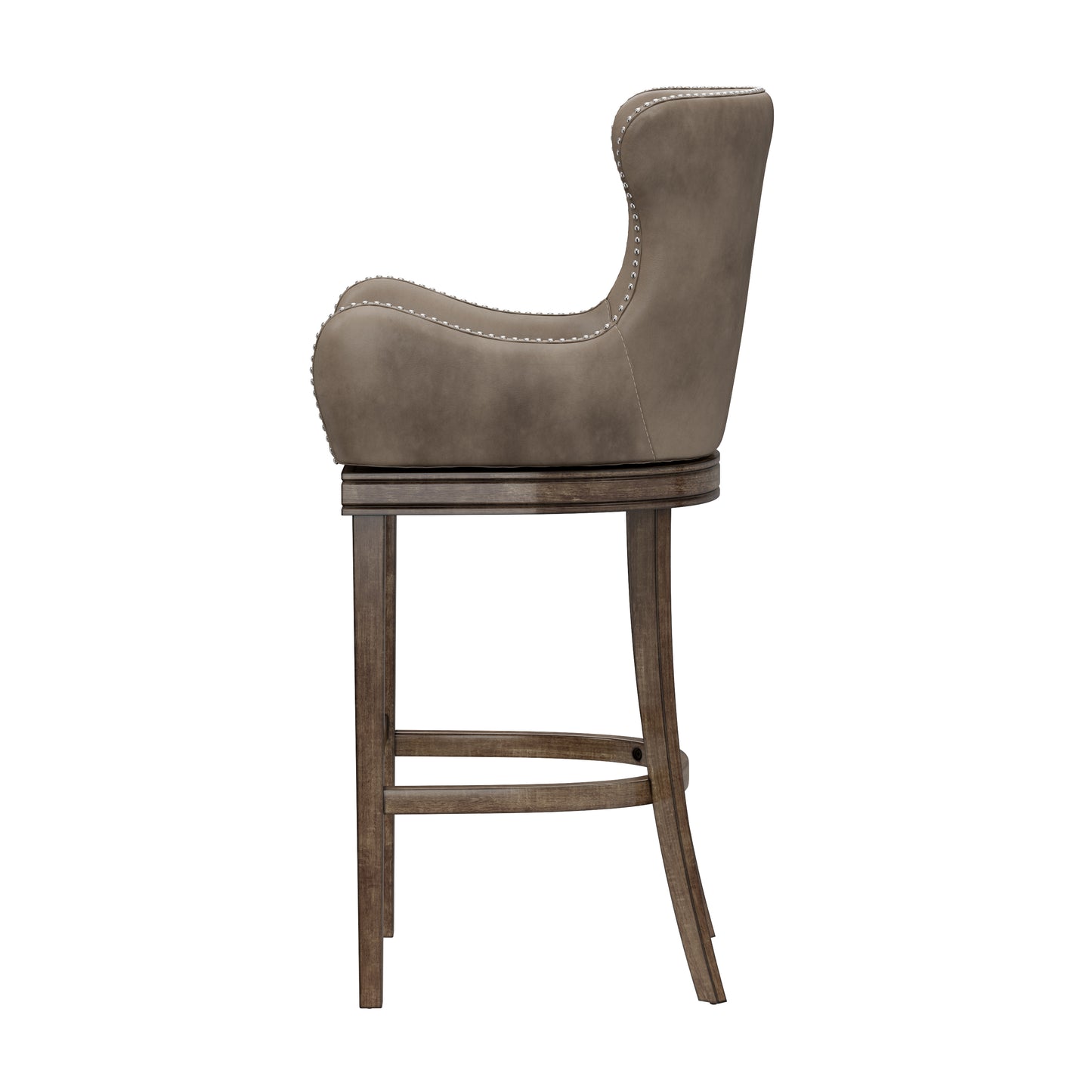 Hillsdale Furniture Caydena Wood Bar Height Return Swivel Stool, Smoke Brown