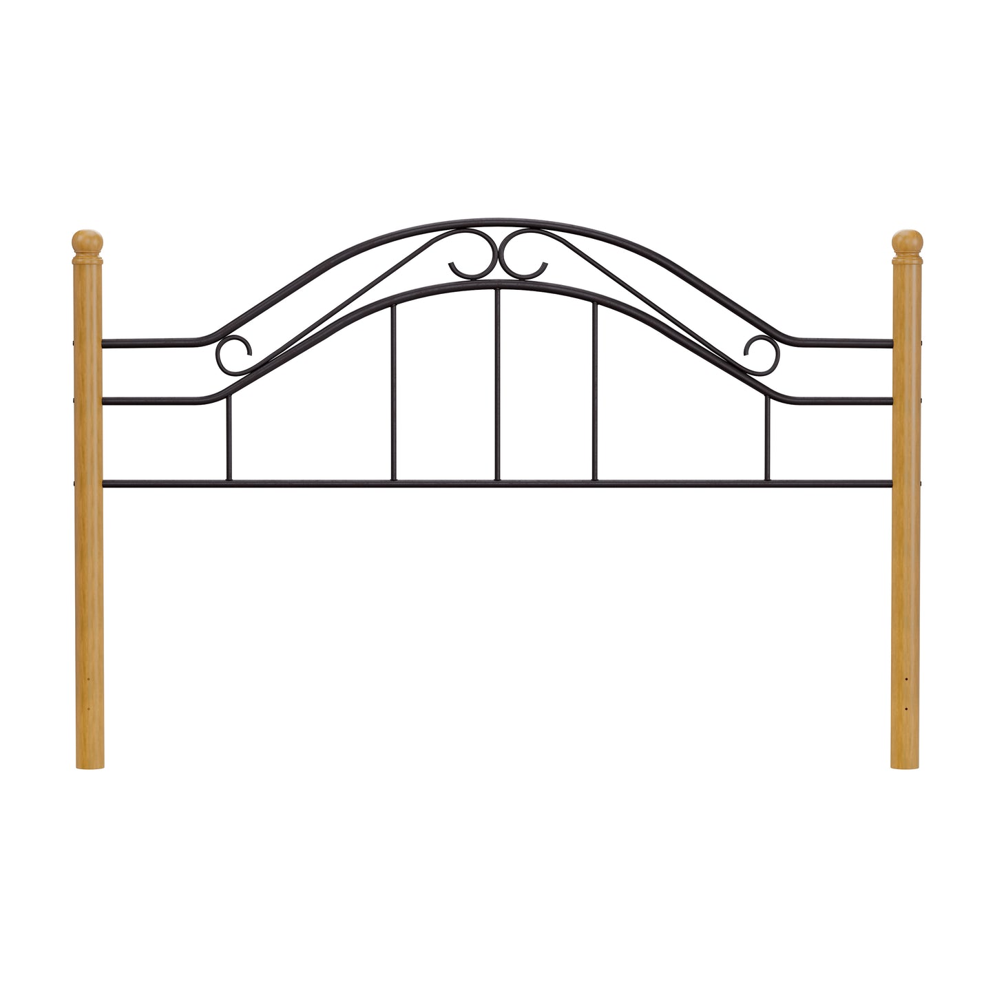 Hillsdale Furniture Winsloh King Metal Headboard with Oak Wood Posts, Black