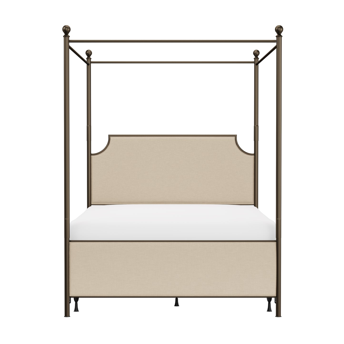 Hillsdale Furniture McArthur Queen Metal and Upholstered Canopy Bed, Bronze with Linen Stone Fabric