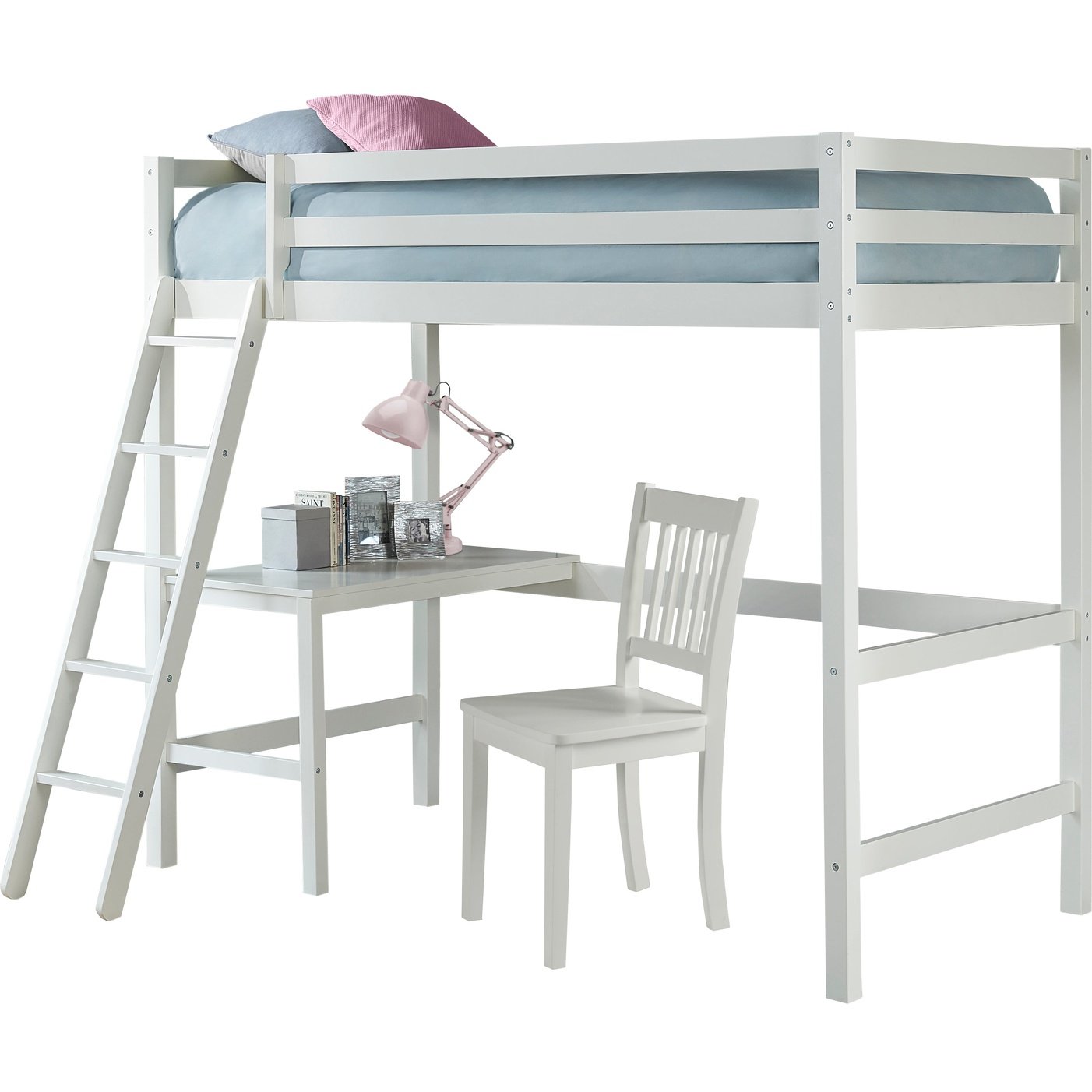 Hillsdale Kids and Teen Caspian Twin Loft Bed with Desk Chair, White