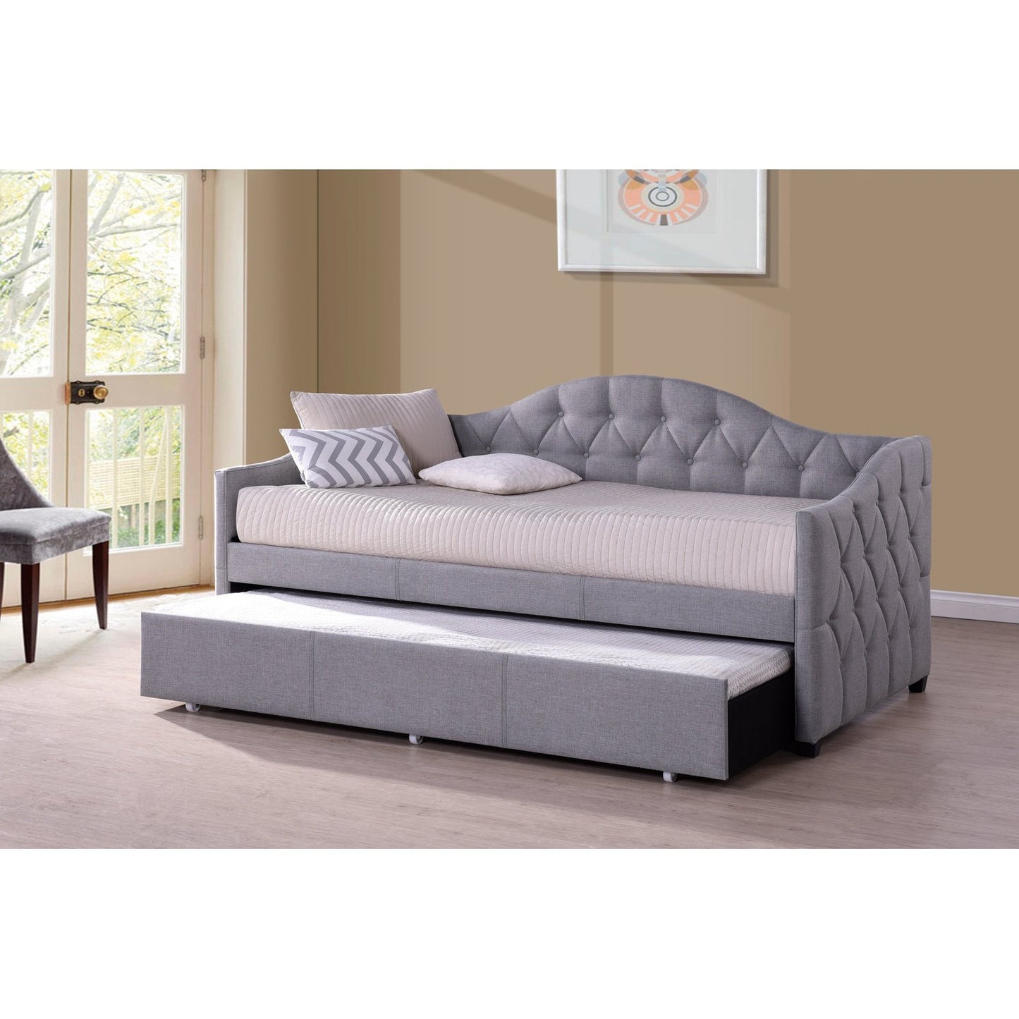 Hillsdale Furniture Jamie Upholstered Twin Daybed with Trundle, Gray