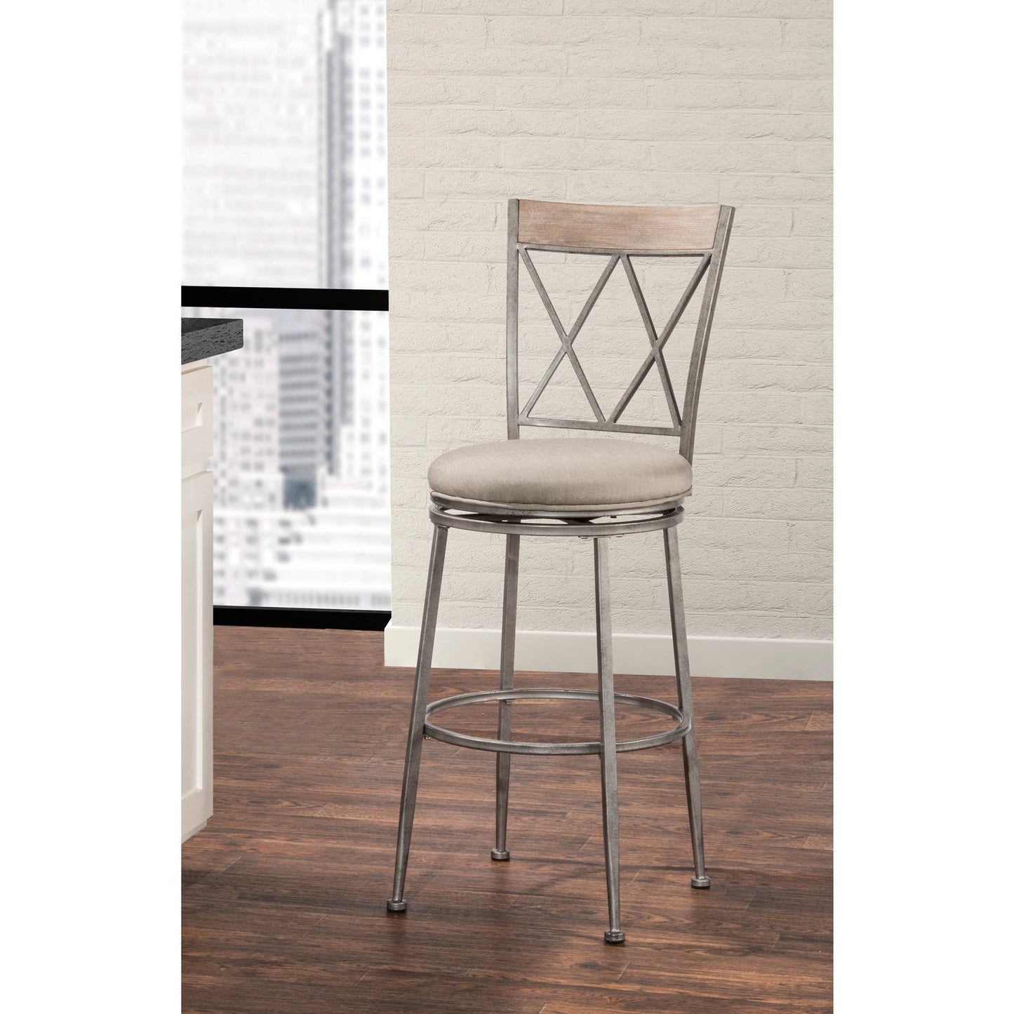 Hillsdale Furniture Stewart Metal Counter Height Swivel Stool, Aged Pewter