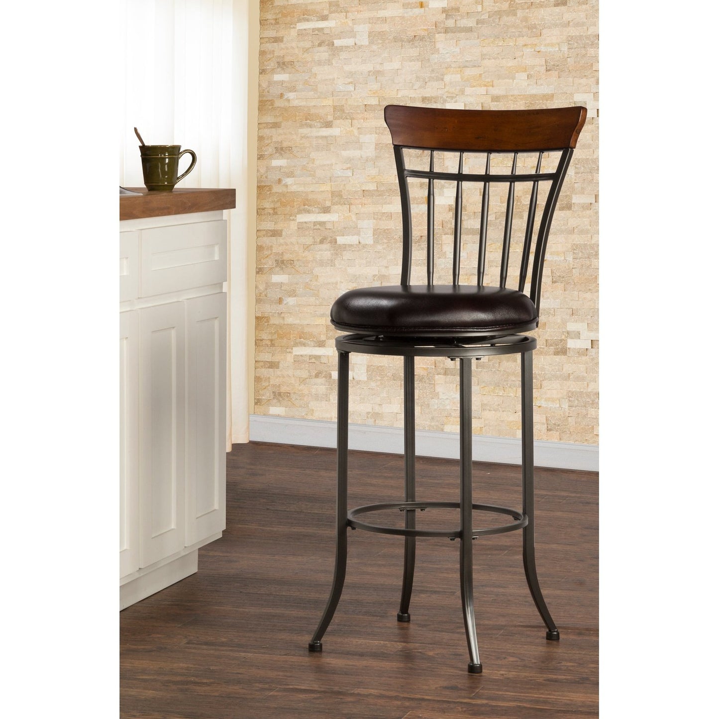 Hillsdale Furniture Cameron Metal Vertical Spindle Bar Height Swivel Stool, Charcoal Gray Metal