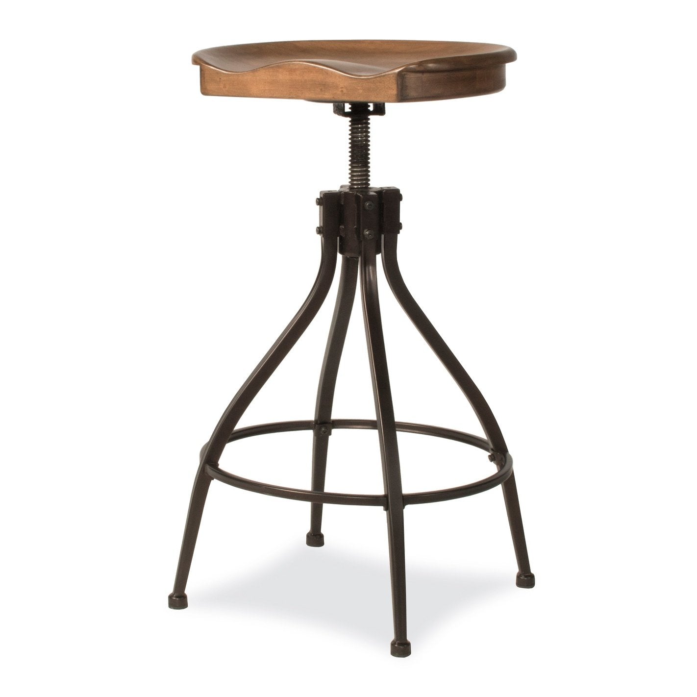 Hillsdale Furniture Worland Metal Backless Adjustable Height Swivel Stool, Brown Metal with Walnut Finished Wood