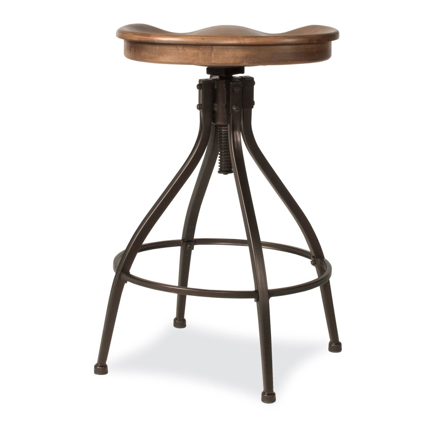 Hillsdale Furniture Worland Metal Backless Adjustable Height Swivel Stool, Brown Metal with Walnut Finished Wood