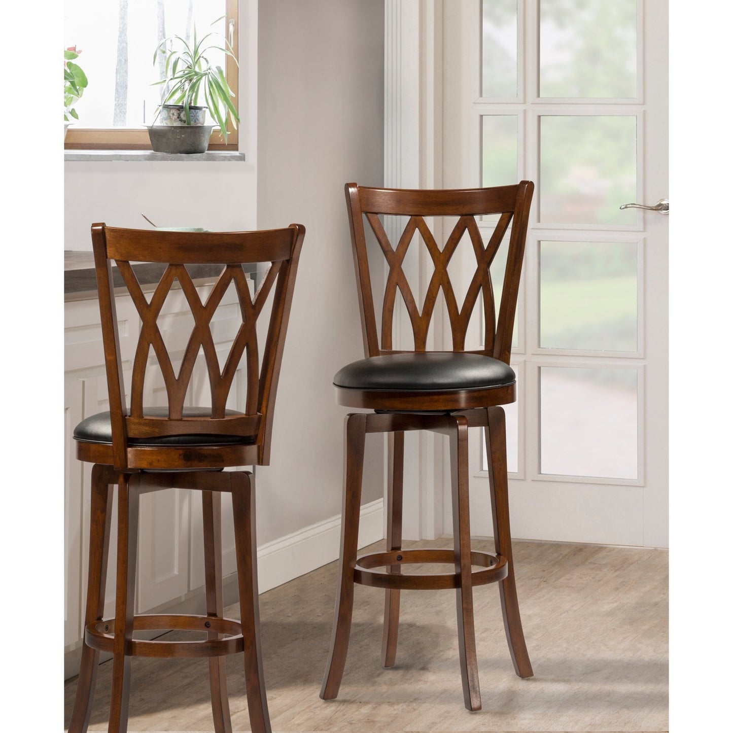 Hillsdale Furniture Mansfield Wood Bar Height Swivel Stool, Brown Cherry