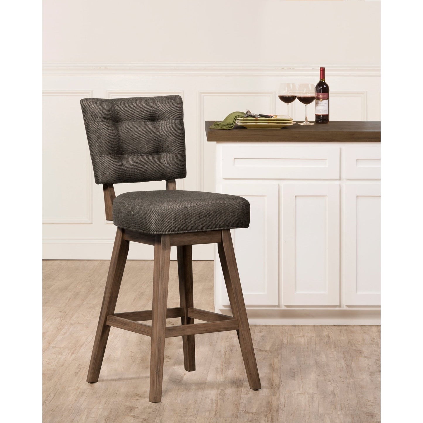 Hillsdale Furniture Lanning Wood Bar Height Swivel Stool, Weathered Brown