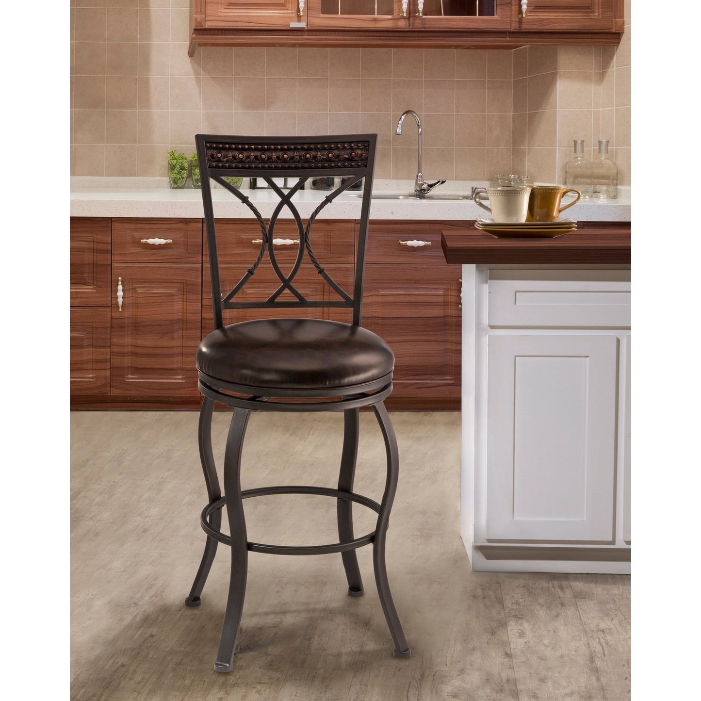 Hillsdale Furniture Kirkham Metal Bar Height Stool, Black Silver