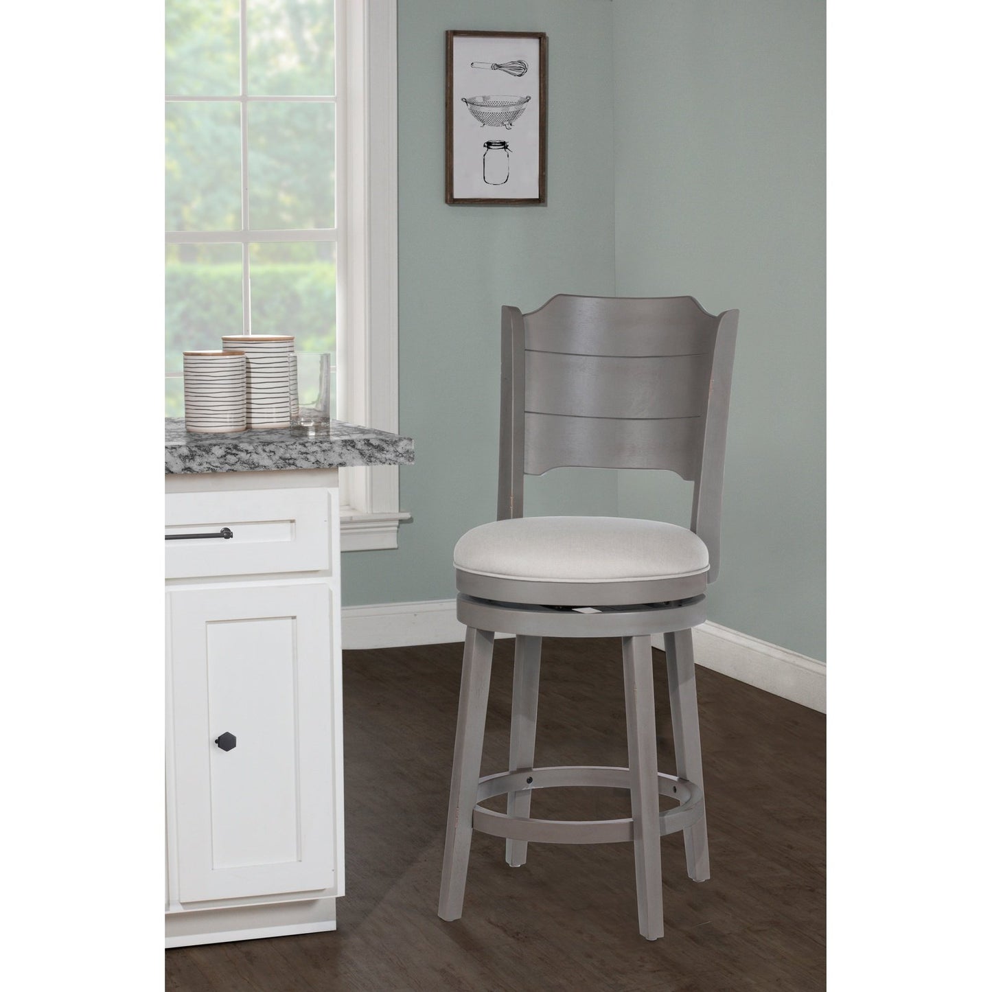 Hillsdale Furniture Clarion Wood Counter Height Swivel Stool, Distressed Gray