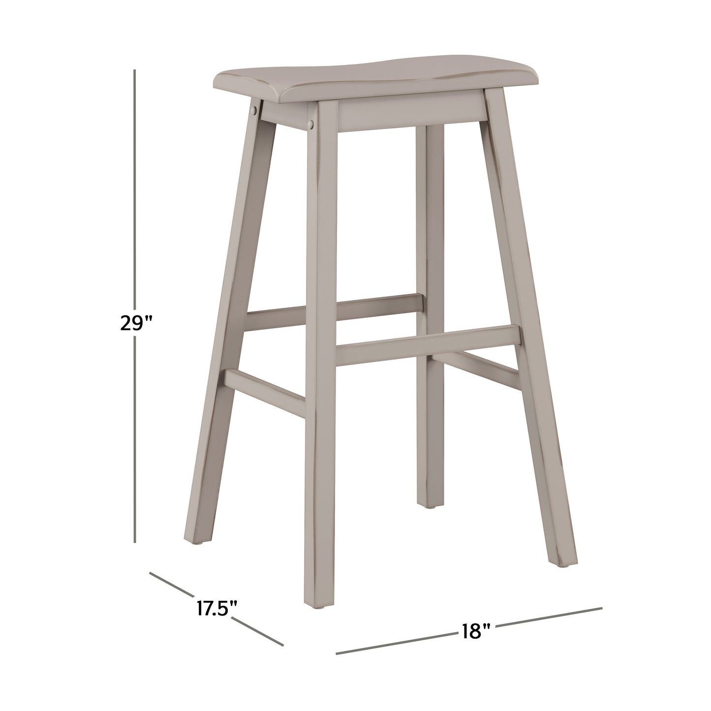 Hillsdale Furniture Moreno Wood Backless Bar Height Stool, Distressed Gray