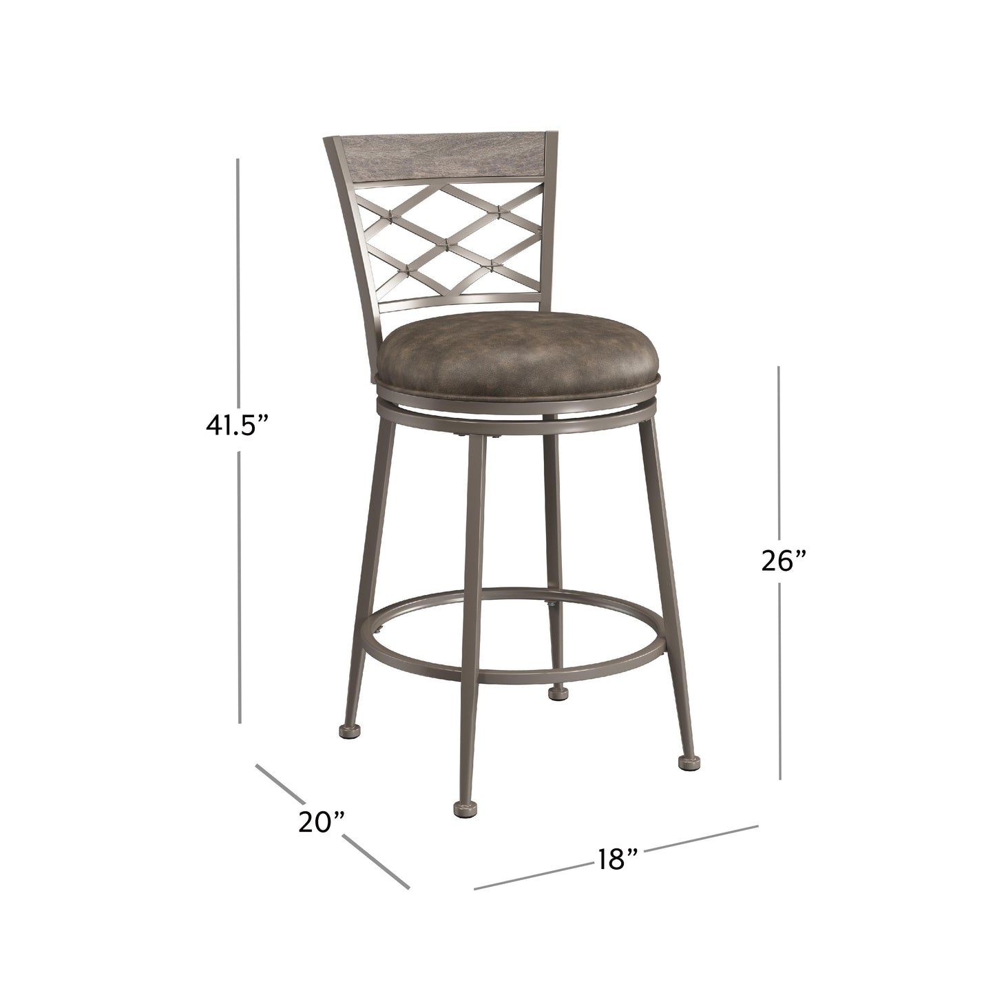 Hillsdale Furniture Hutchinson Metal Counter Height Swivel Stool, Pewter