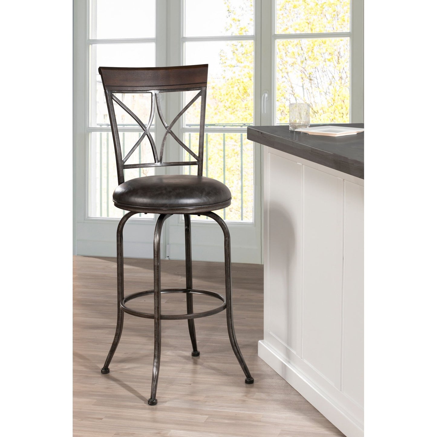 Hillsdale Furniture Killona Metal Bar Height Swivel Stool, Antique Pewter