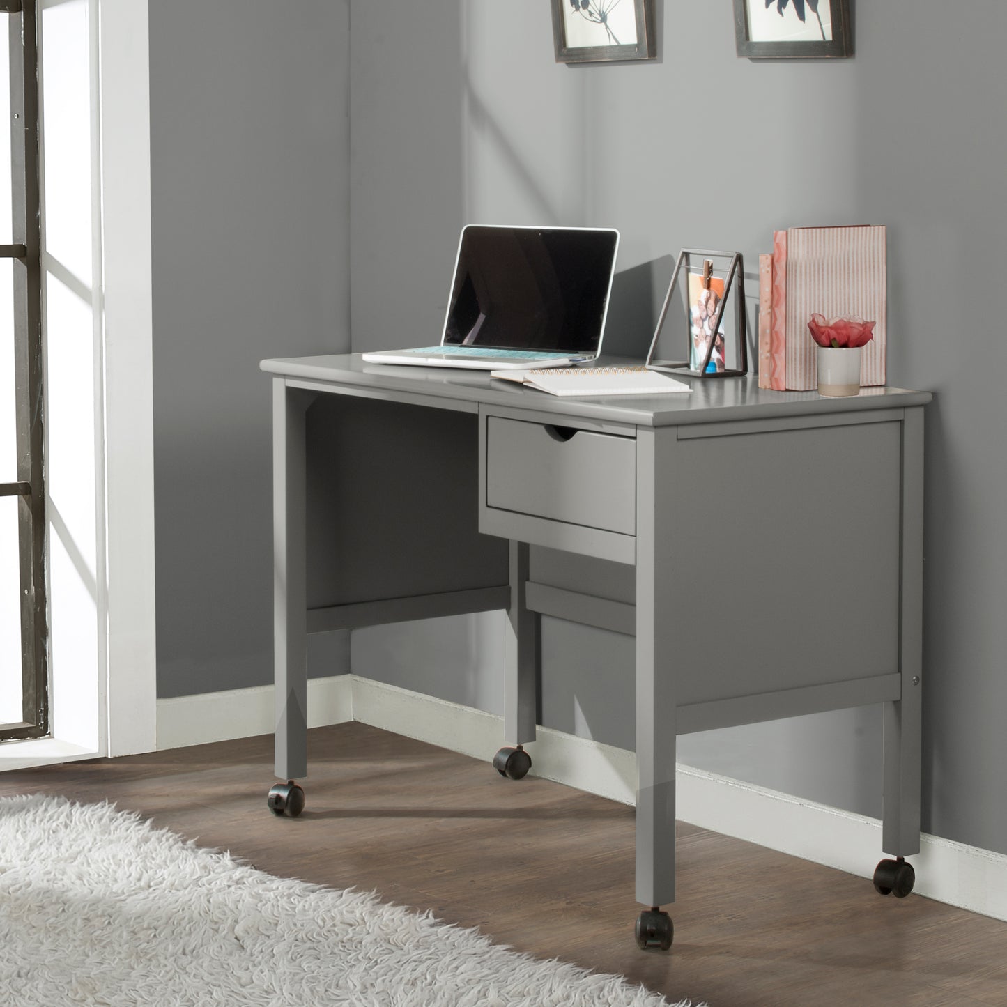 Hillsdale Kids and Teen Schoolhouse 4.0 Wood 1 Drawer Desk, Gray