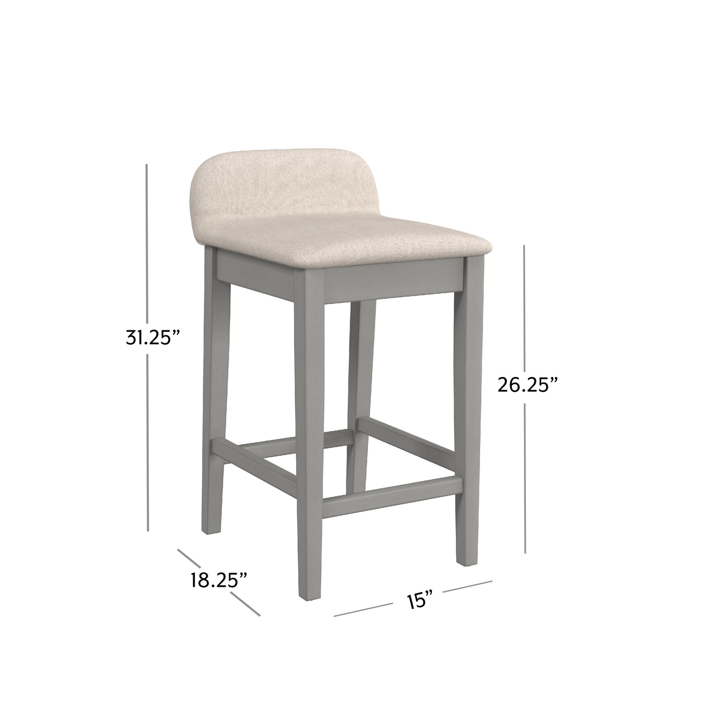 Hillsdale Furniture Maydena Wood Counter Height Stool, Distressed Gray