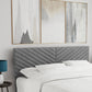 Hillsdale Furniture Crestwood Upholstered Chevron Pleated King Headboard, Platinum