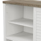 Living Essentials by Hillsdale Handerson 74 Inch Wood Entertainment Console, White with Dark Oak Finish Top