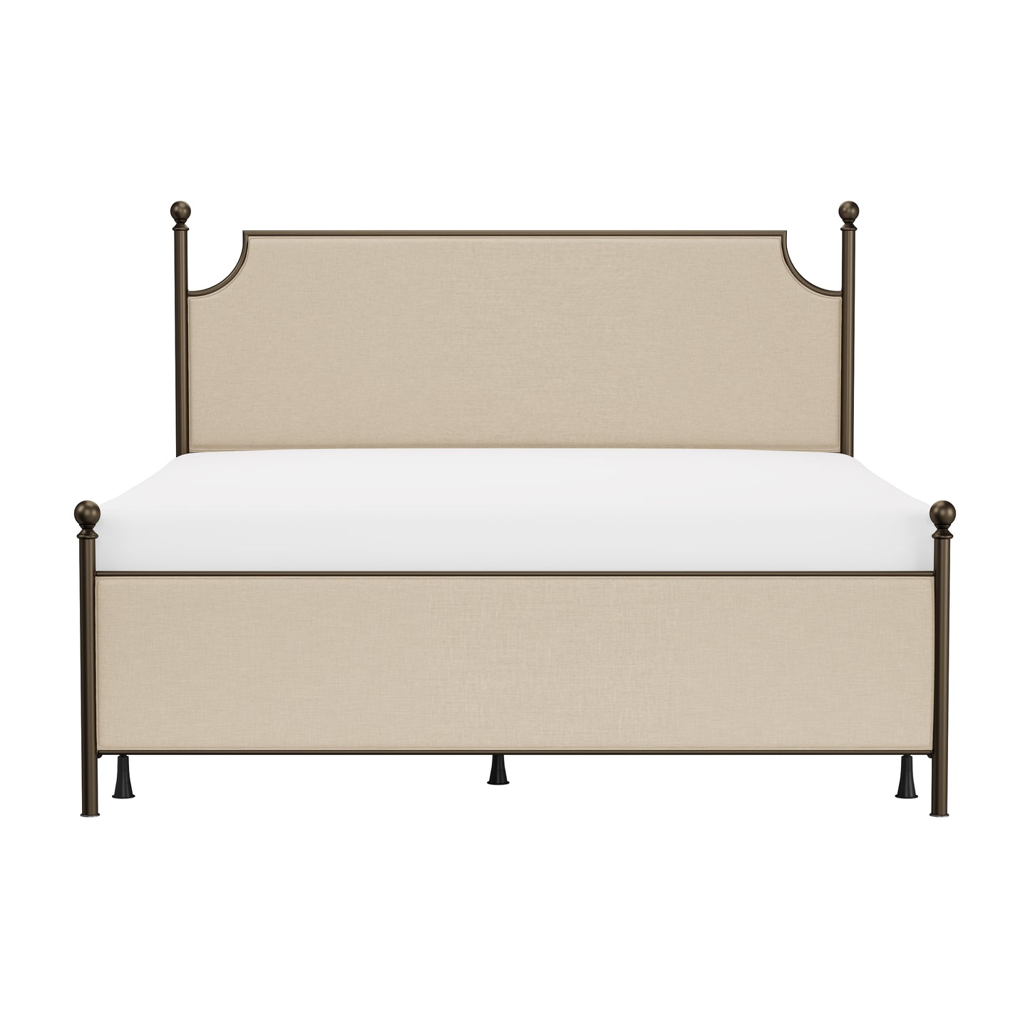 Hillsdale Furniture McArthur King Metal and Upholstered Canopy Bed, Bronze with Linen Stone Fabric