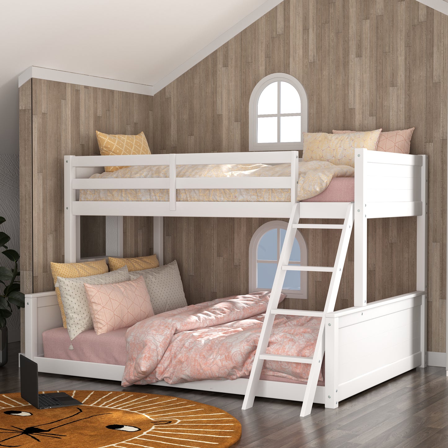 Living Essentials by Hillsdale Capri Wood Twin Over Full Bunk Bed, White