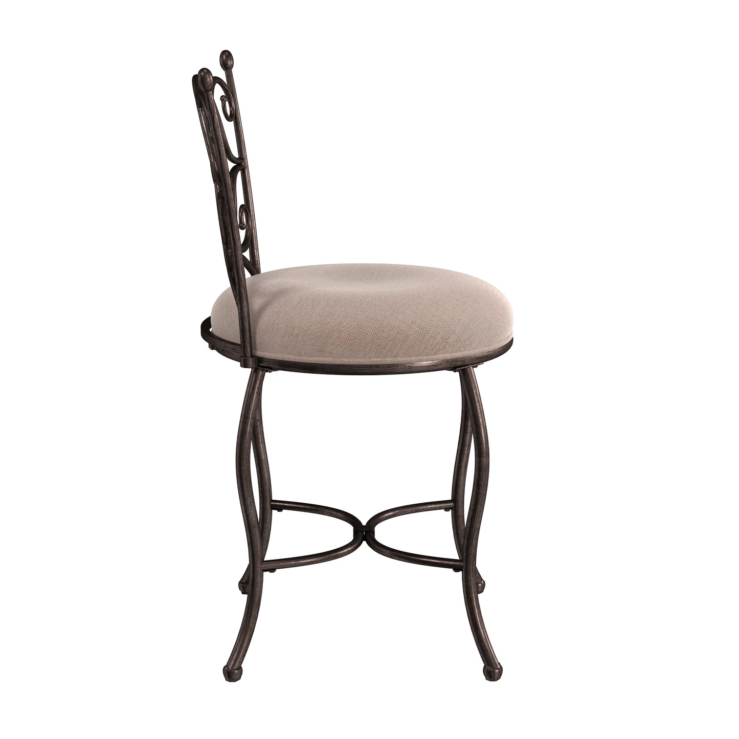 Hillsdale Furniture Brody Metal Vanity Stool, Rubbed Gray