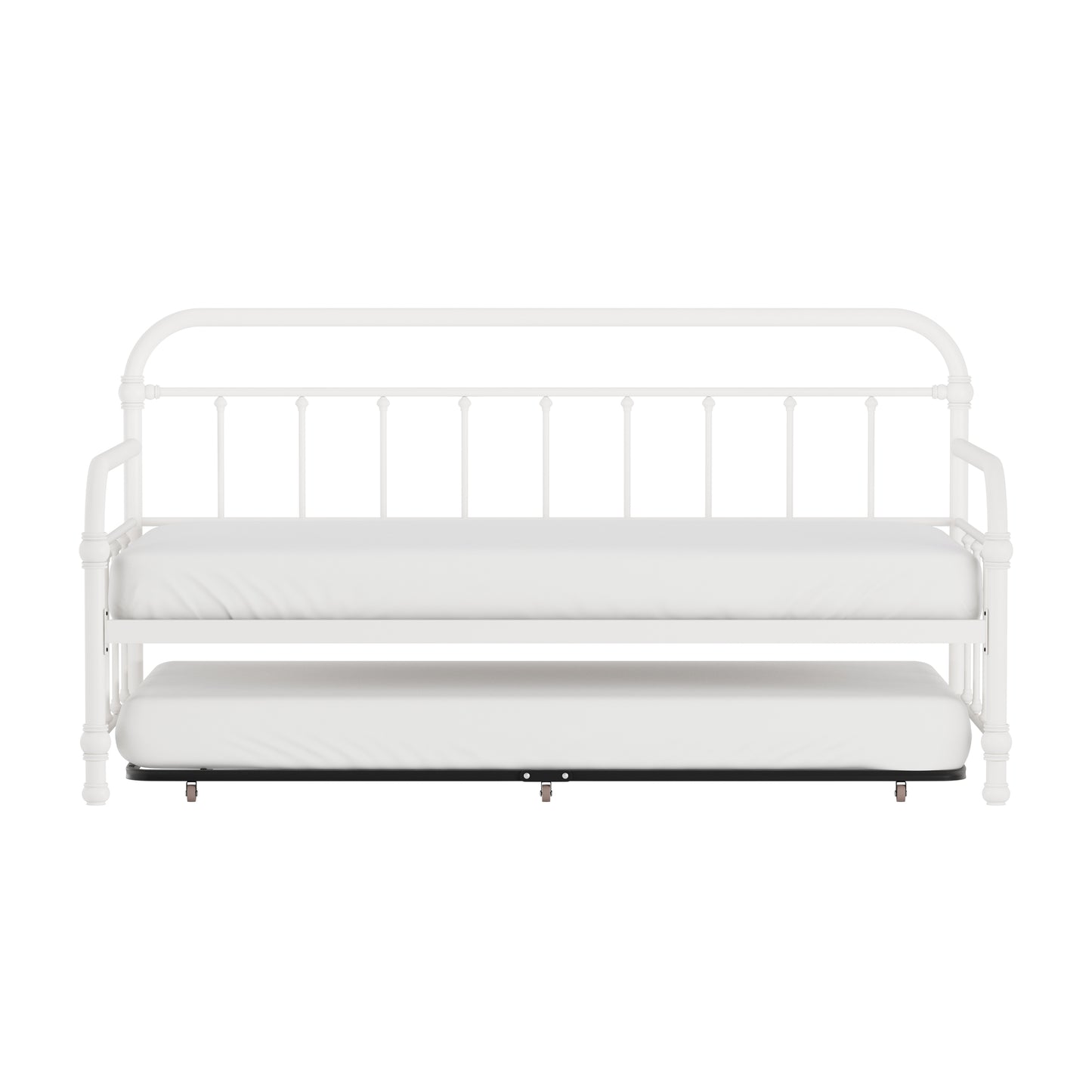 Hillsdale Furniture Kirkland Metal Twin Daybed with Roll Out Trundle, Soft White