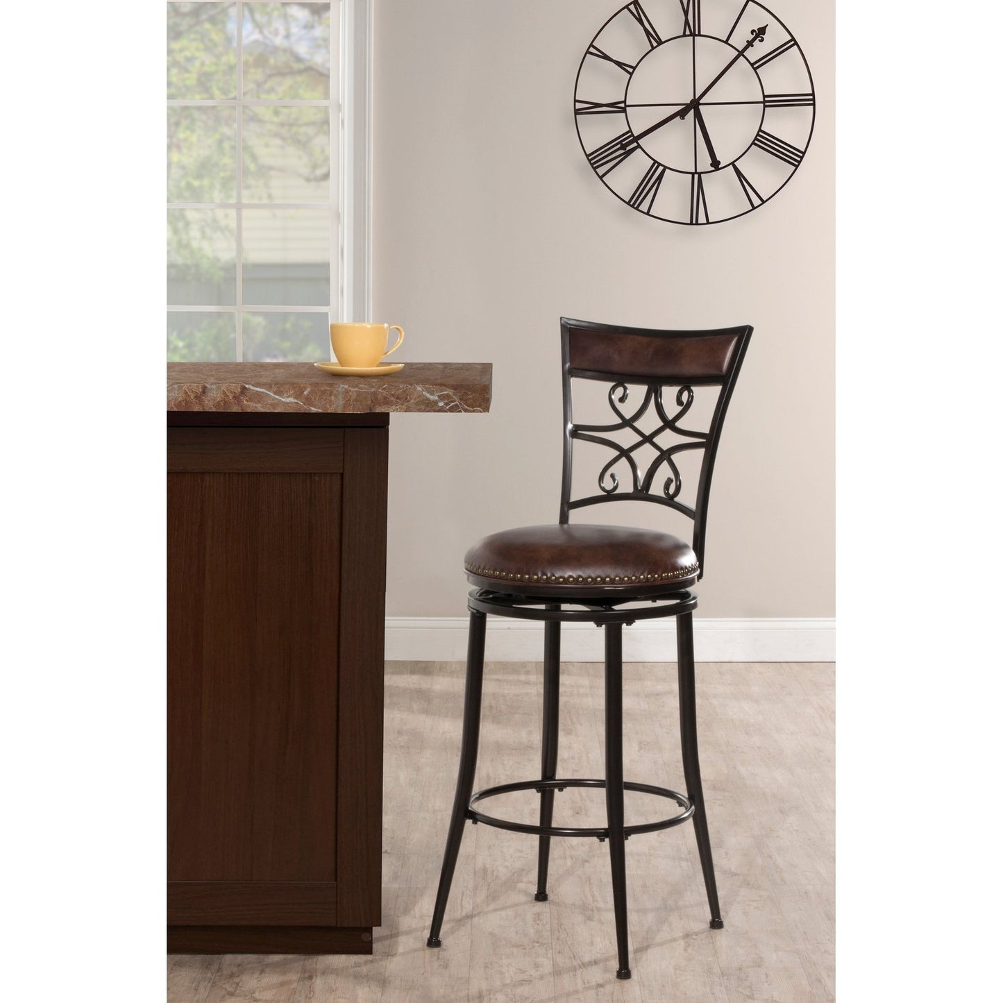 Hillsdale Furniture Seville Metal Bar Height Swivel Stool, Brown Shimmer