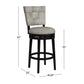 Hillsdale Furniture Kaede Wood and Upholstered Barr Height Swivel Stool, Black with Weathered Granite Gray Faux Leather