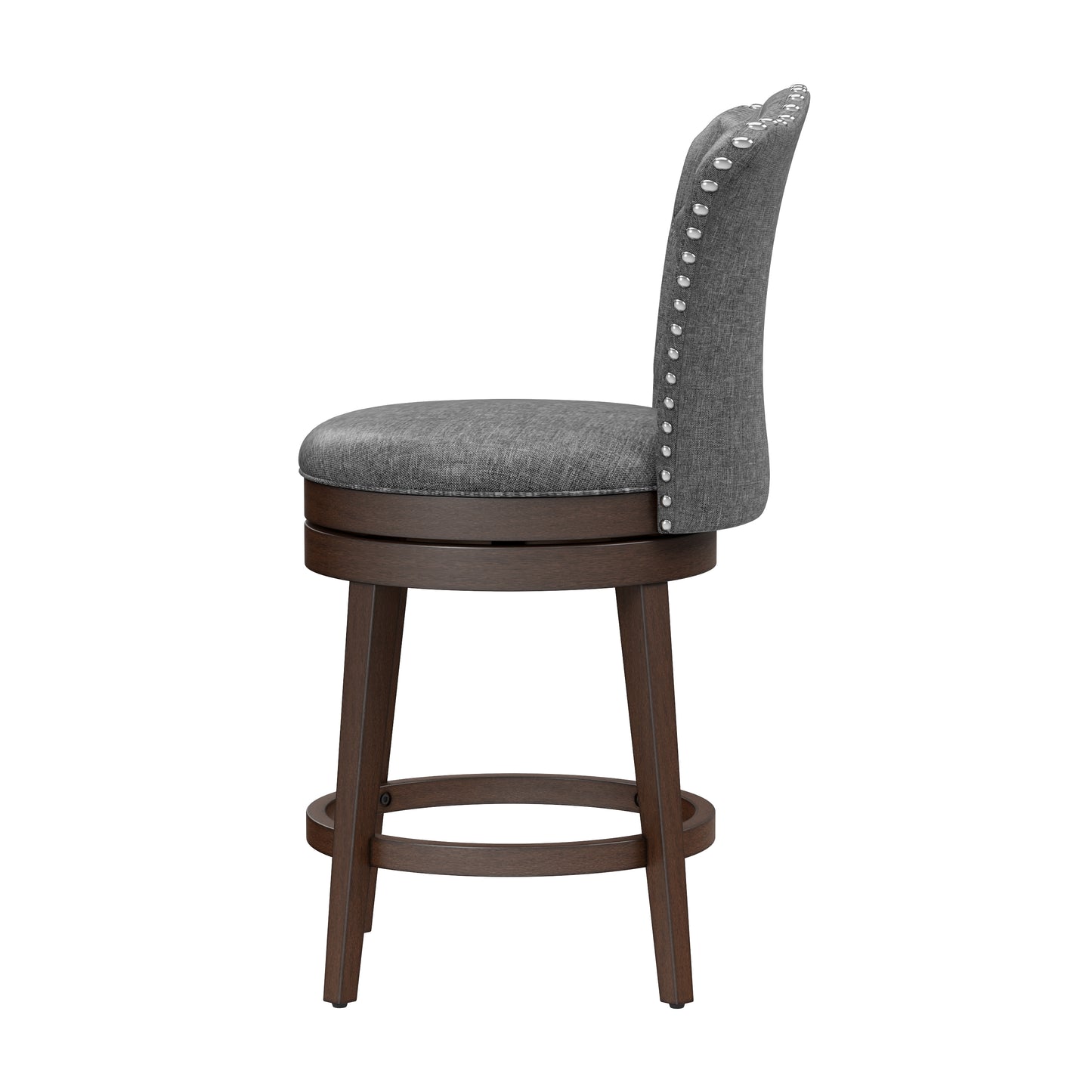 Hillsdale Furniture Edenwood Wood Counter Height Swivel Stool, Chocolate with Smoke Gray Fabric