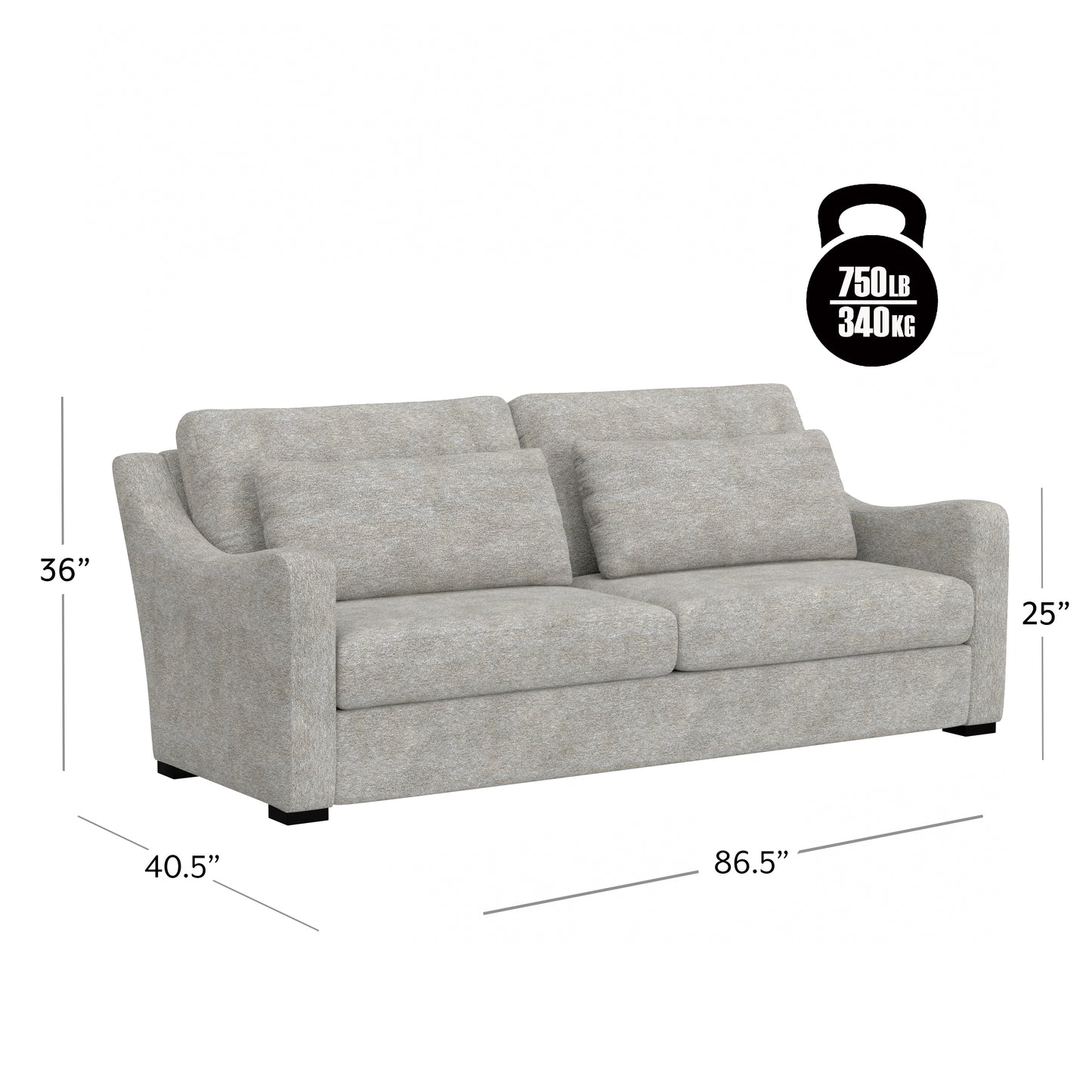 Hillsdale Furniture York Upholstered Sofa, Stone