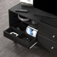 Living Essentials by Hillsdale Kincaid 70 inch Wood TV Stand with 2 Doors and Shelves, Matte Black