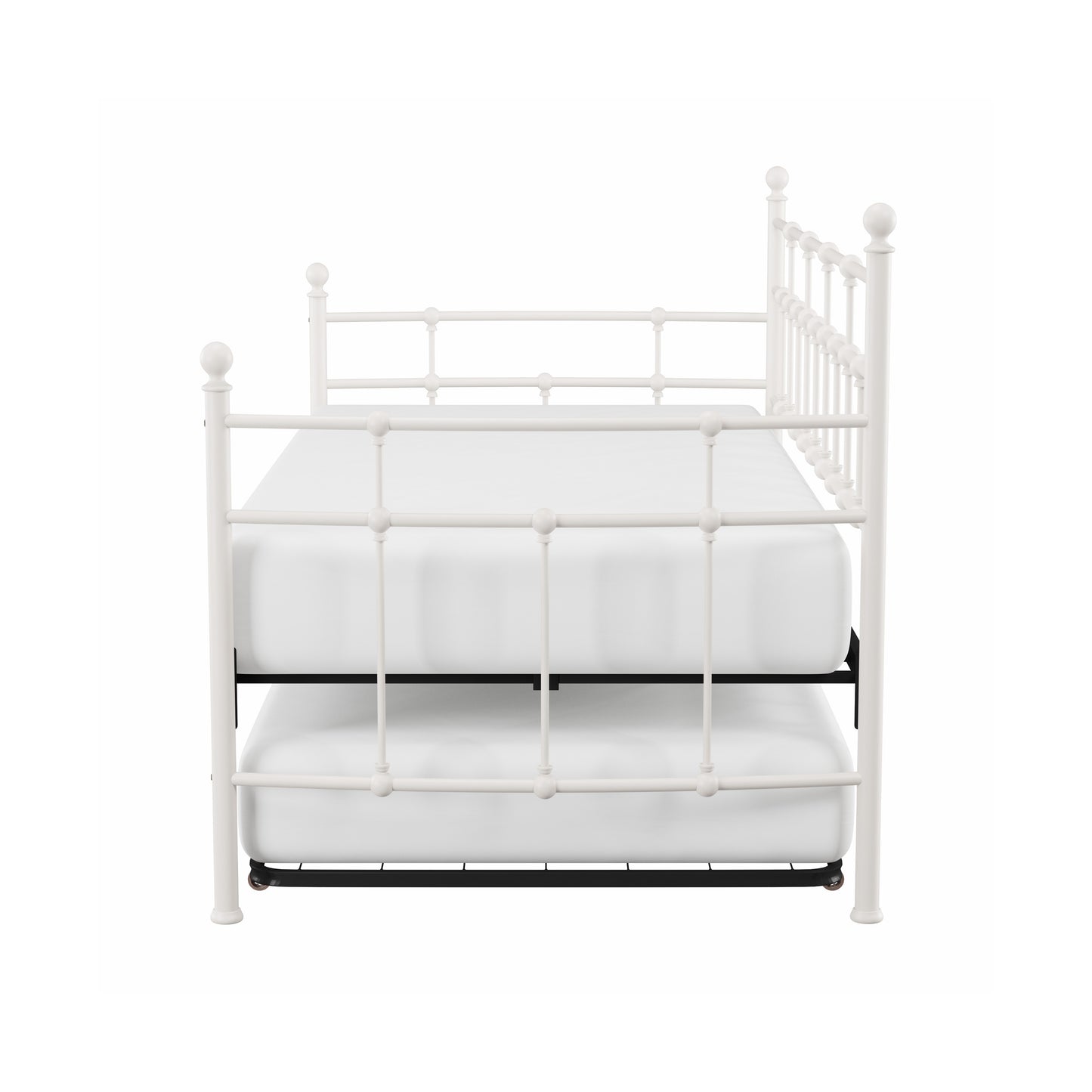 Hillsdale Furniture Providence Metal Twin Daybed with Roll Out Trundle, Soft White