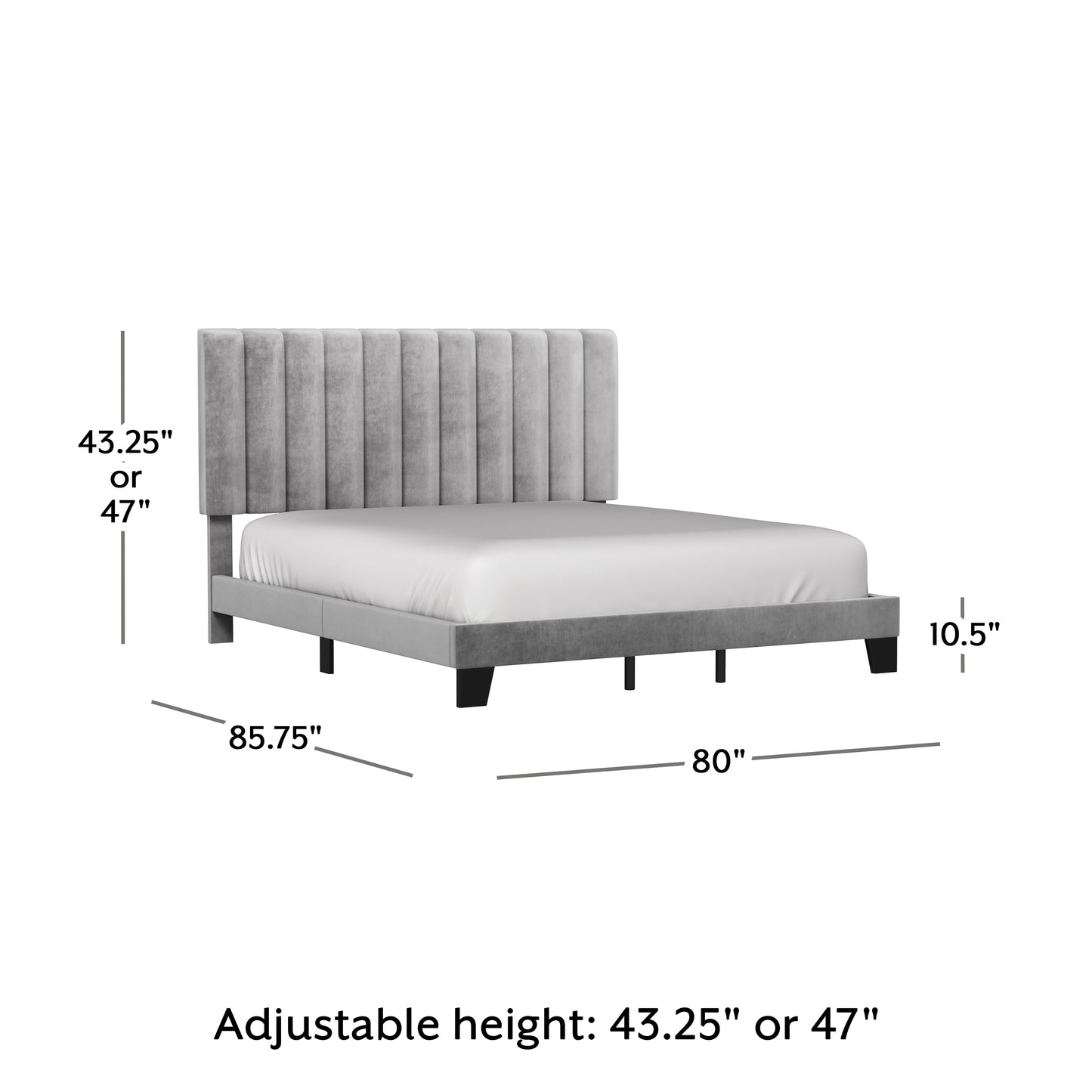 Hillsdale Furniture Crestone Upholstered King Platform Bed, Silver/Gray