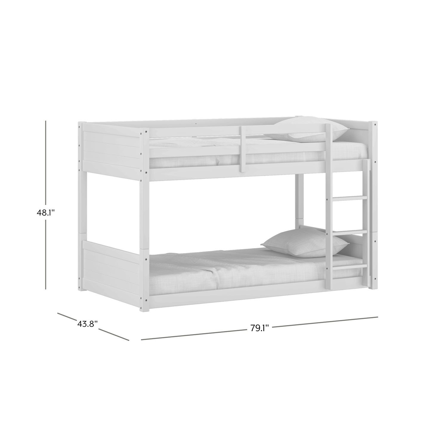 Living Essentials by Hillsdale Capri Wood Twin Over Twin Floor Bunk Bed, White