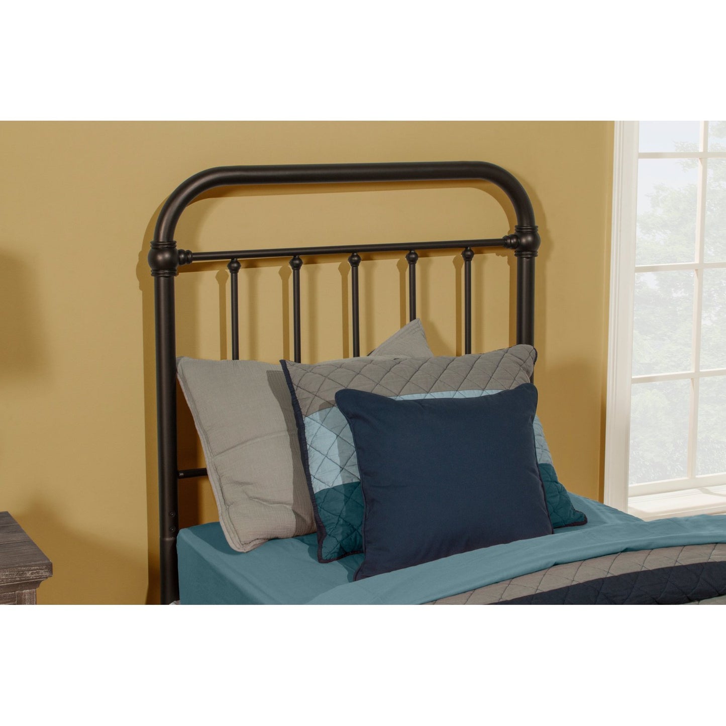 Hillsdale Furniture Kirkland Metal Twin Headboard with Frame, Dark Bronze