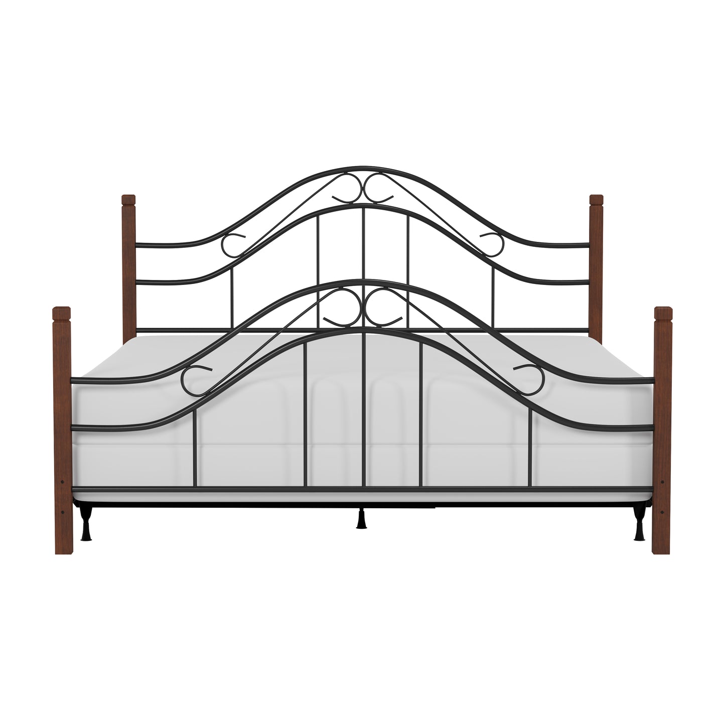 Hillsdale Furniture Matson King Metal Bed with Cherry Wood Posts, Black