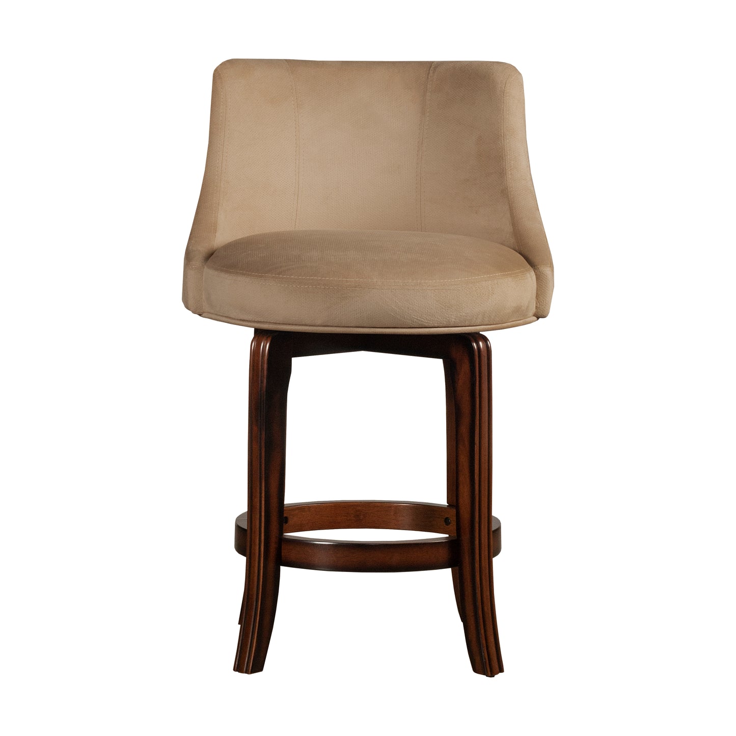 Hillsdale Furniture Napa Valley Wood Counter Height Swivel Stool, Dark Brown Cherry  with Textured Khaki Fabric