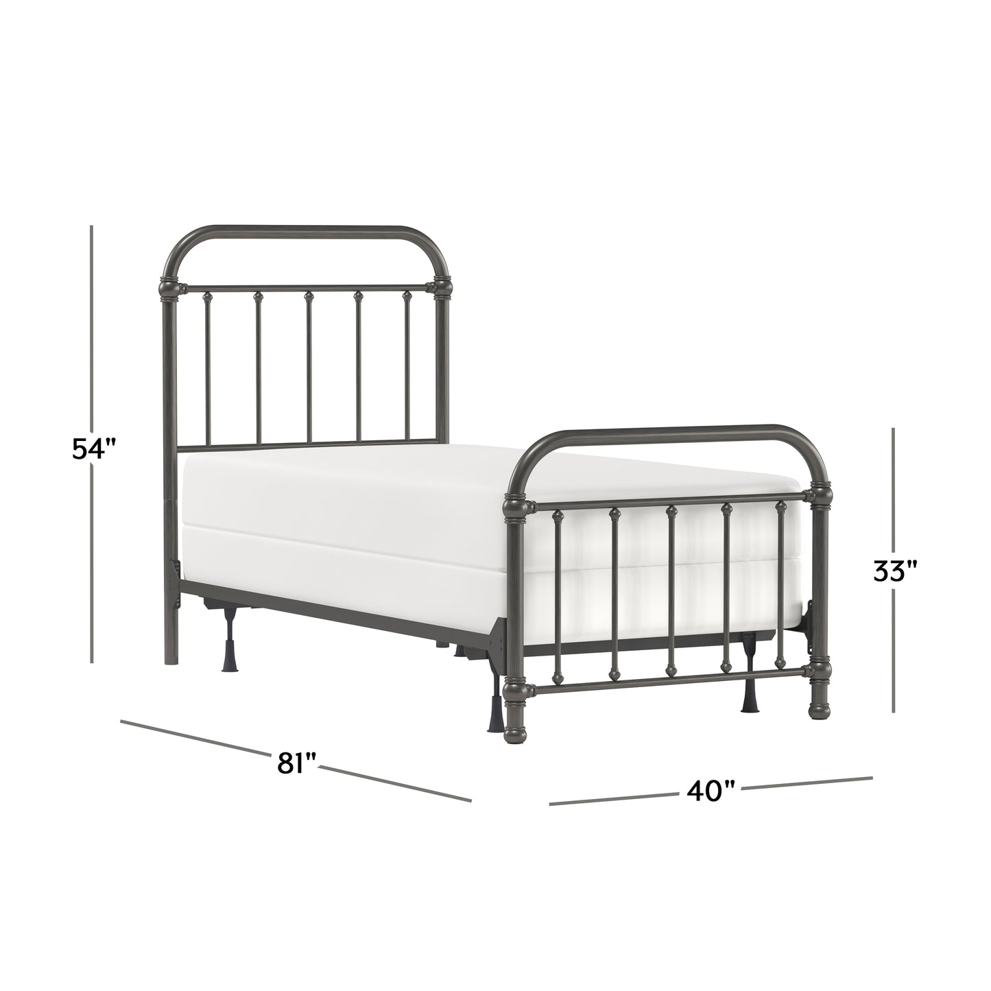 Hillsdale Furniture Kirkland Metal Twin Bed, Aged Pewter